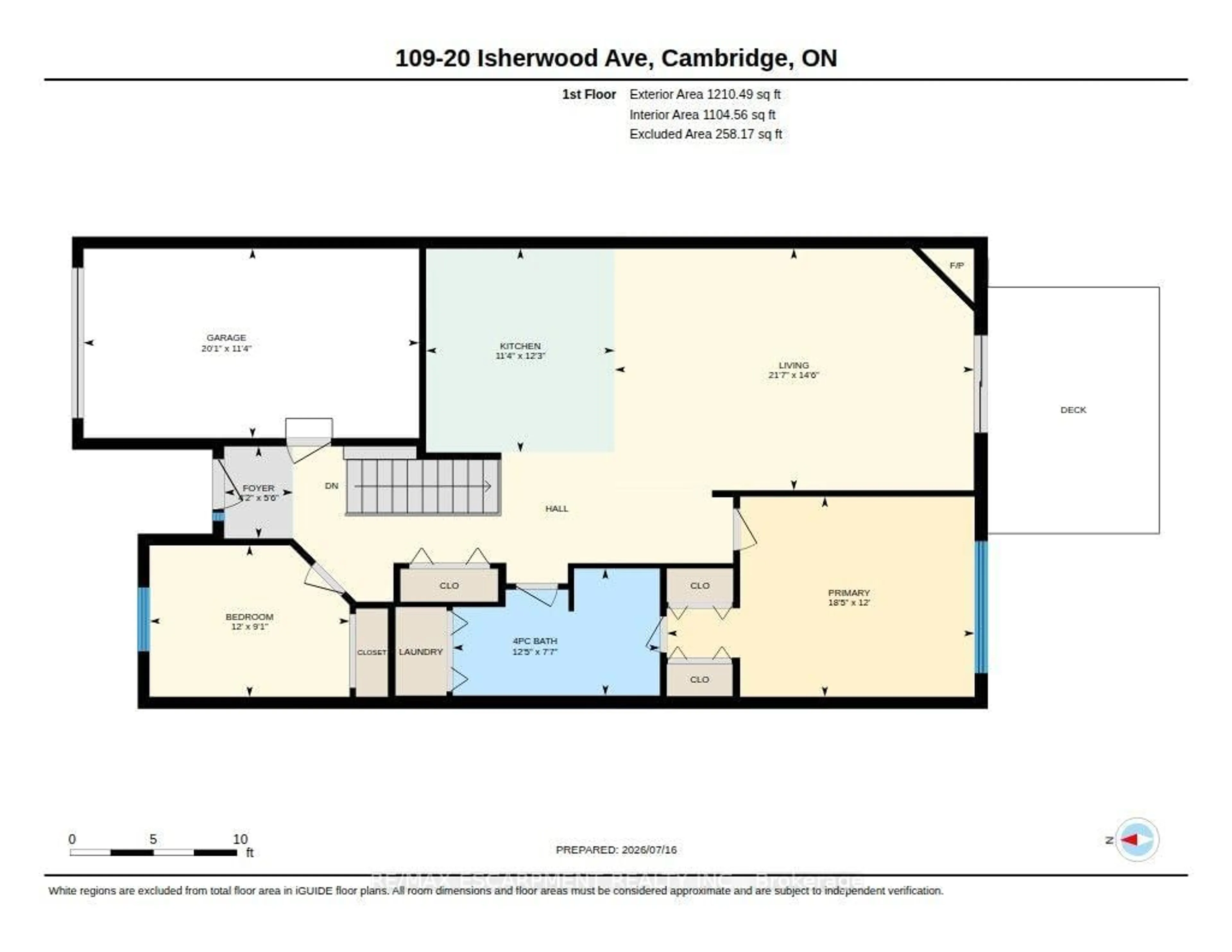 Floor plan for 20 Isherwood Ave #109, Cambridge Ontario N1R 8P9