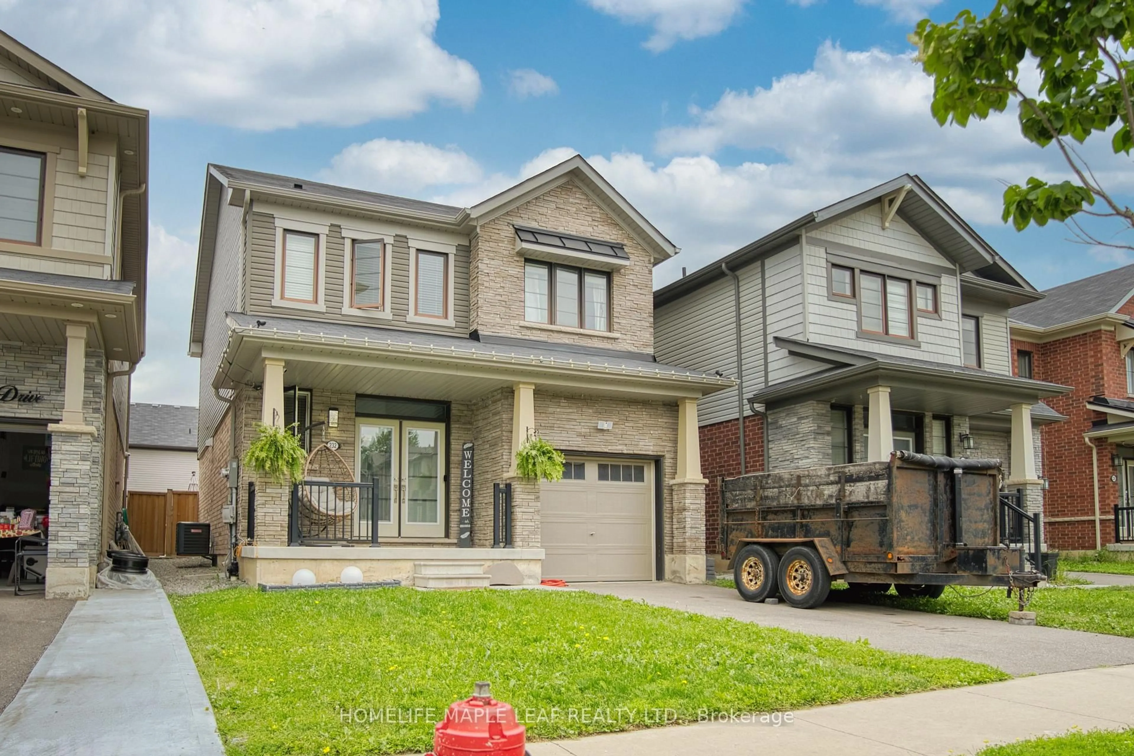 Home with brick exterior material, street for 232 BEDROCK Dr, Hamilton Ontario L8J 0M2