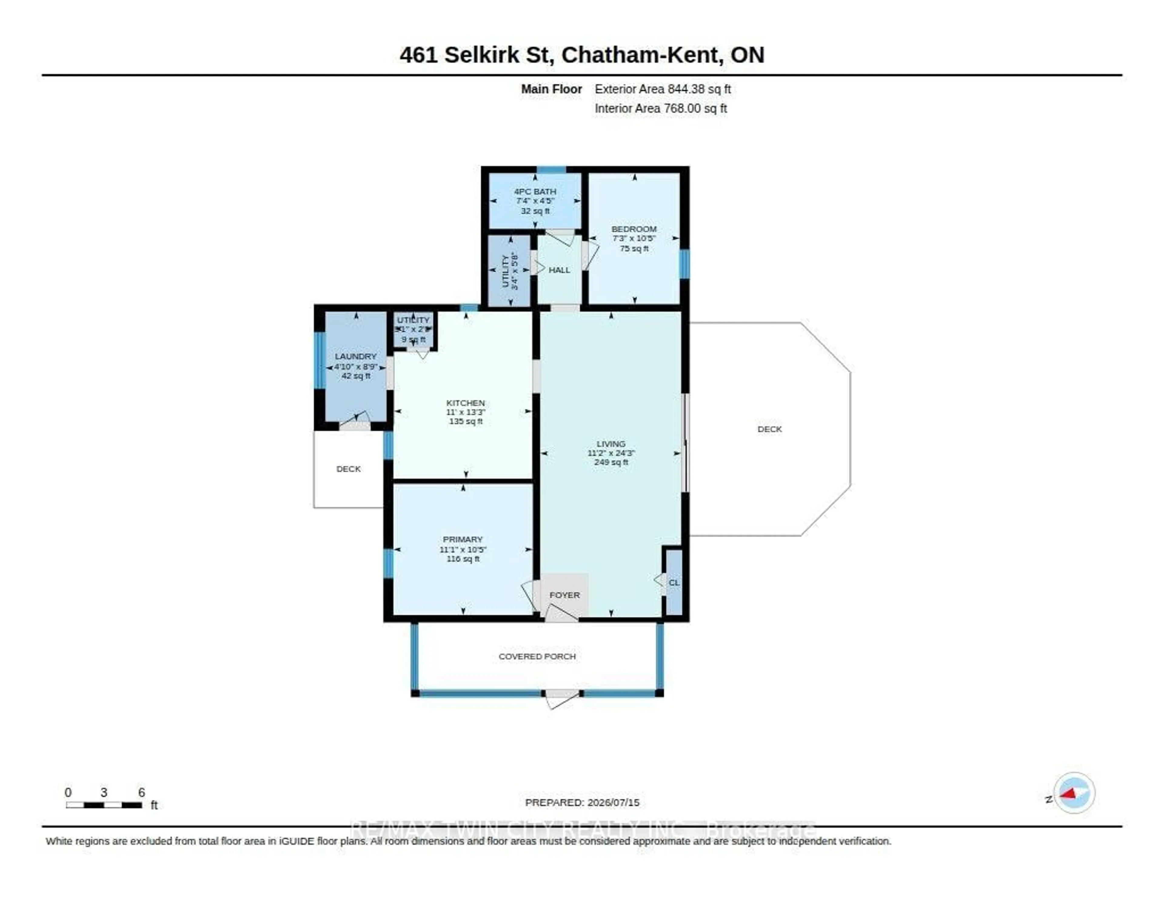 Floor plan for 461 Selkirk St, Chatham-Kent Ontario N8A 3X9