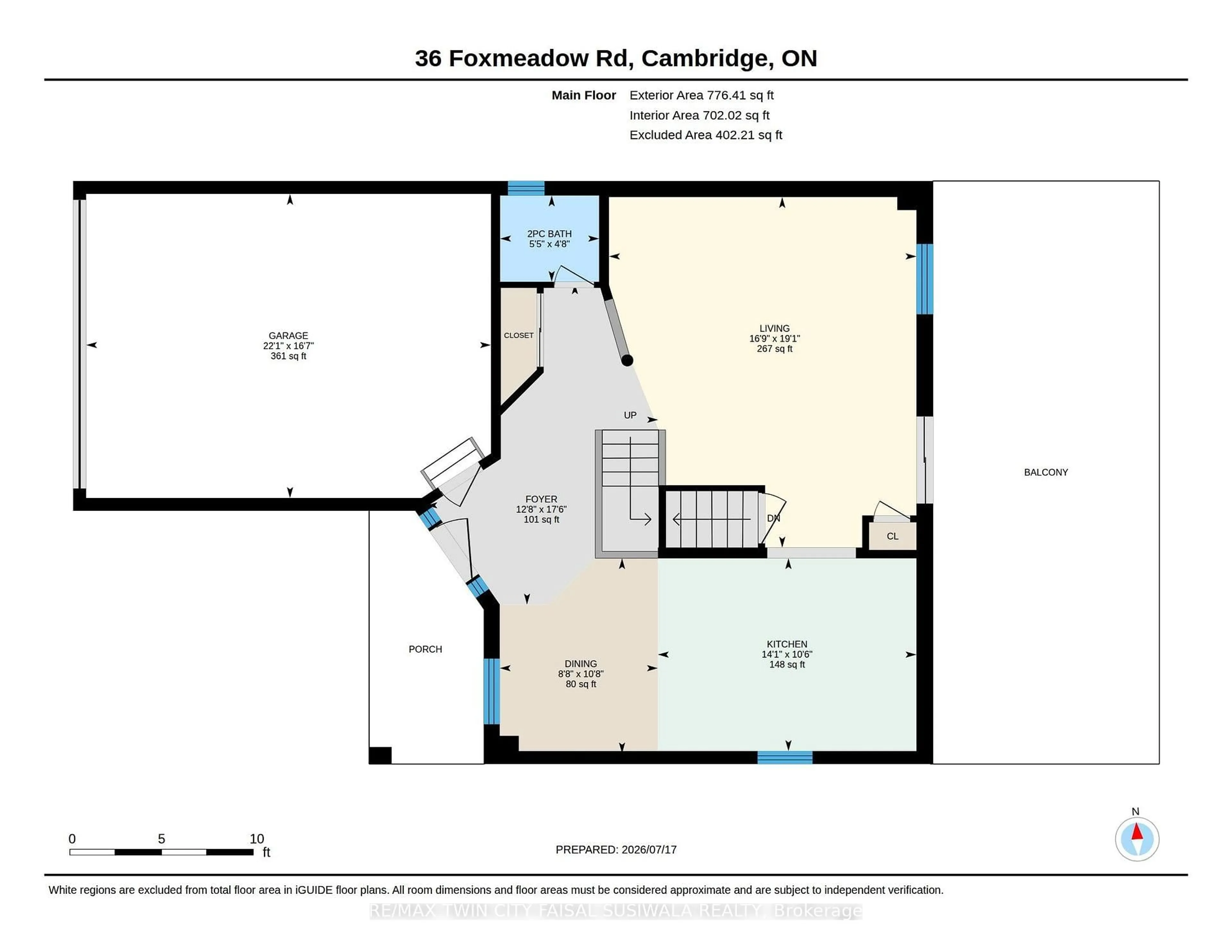 Floor plan for 36 Foxmeadow Rd, Cambridge Ontario N1P 1J2