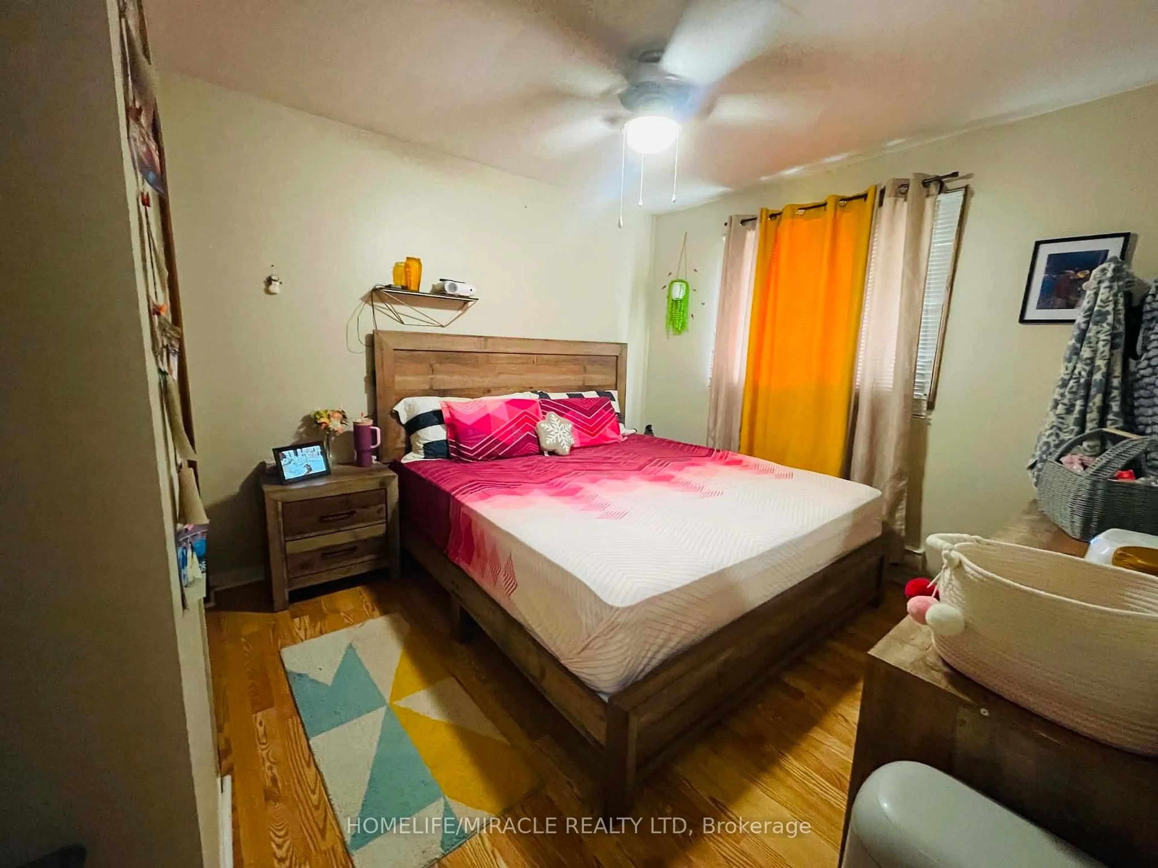 Bedroom with bed, wood/laminate floor for 17 Silver Birch Dr, Sault Ste Marie Ontario P6A 4X6
