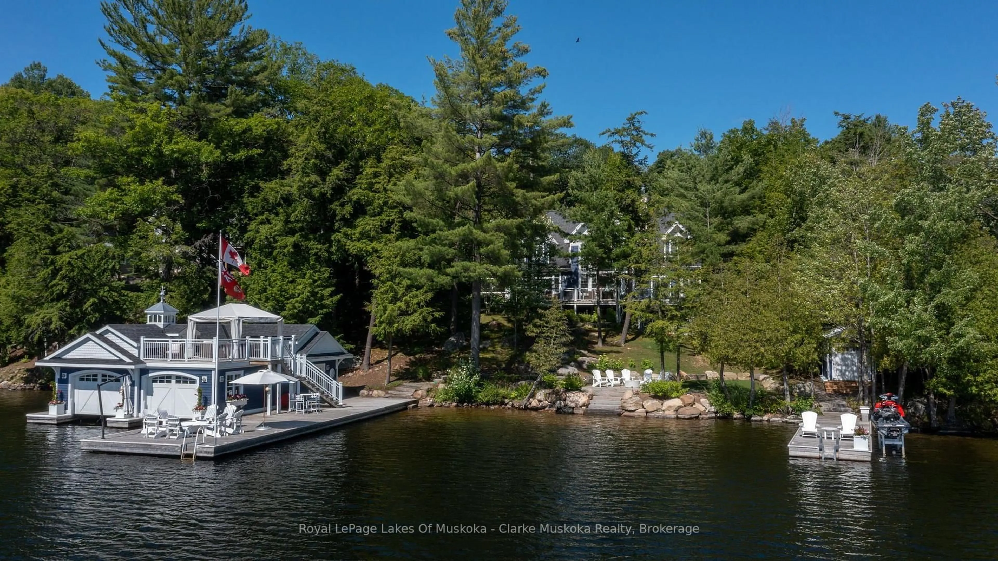 A pic from outside/outdoor area/front of a property/back of a property/a pic from drone, water/lake/river/ocean view for 1032 KINGSETT Rd, Muskoka Lakes Ontario P0B 1J0