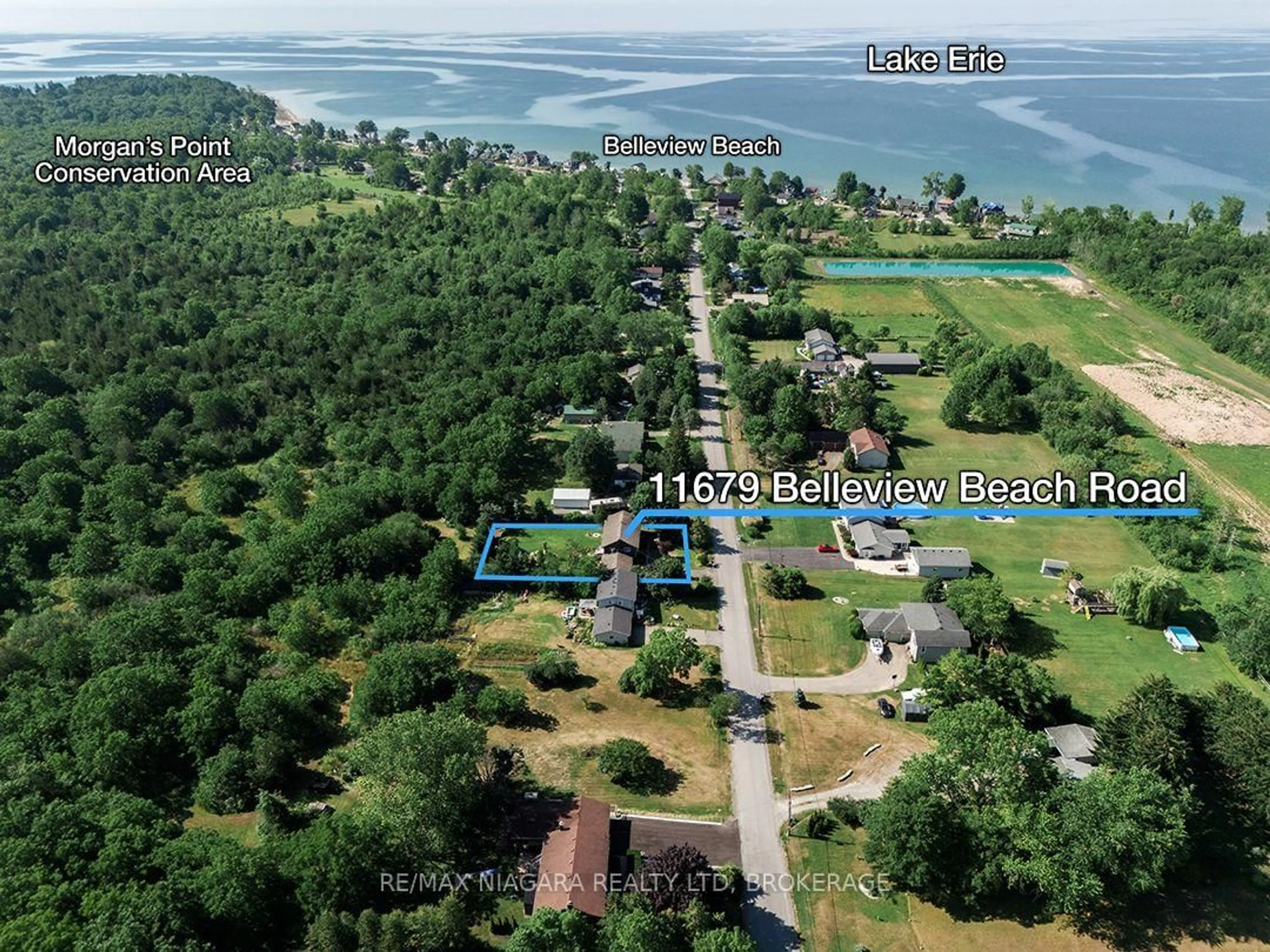 A pic from outside/outdoor area/front of a property/back of a property/a pic from drone, water/lake/river/ocean view for 11679 Belleview Beach Rd, Wainfleet Ontario L0S 1V0