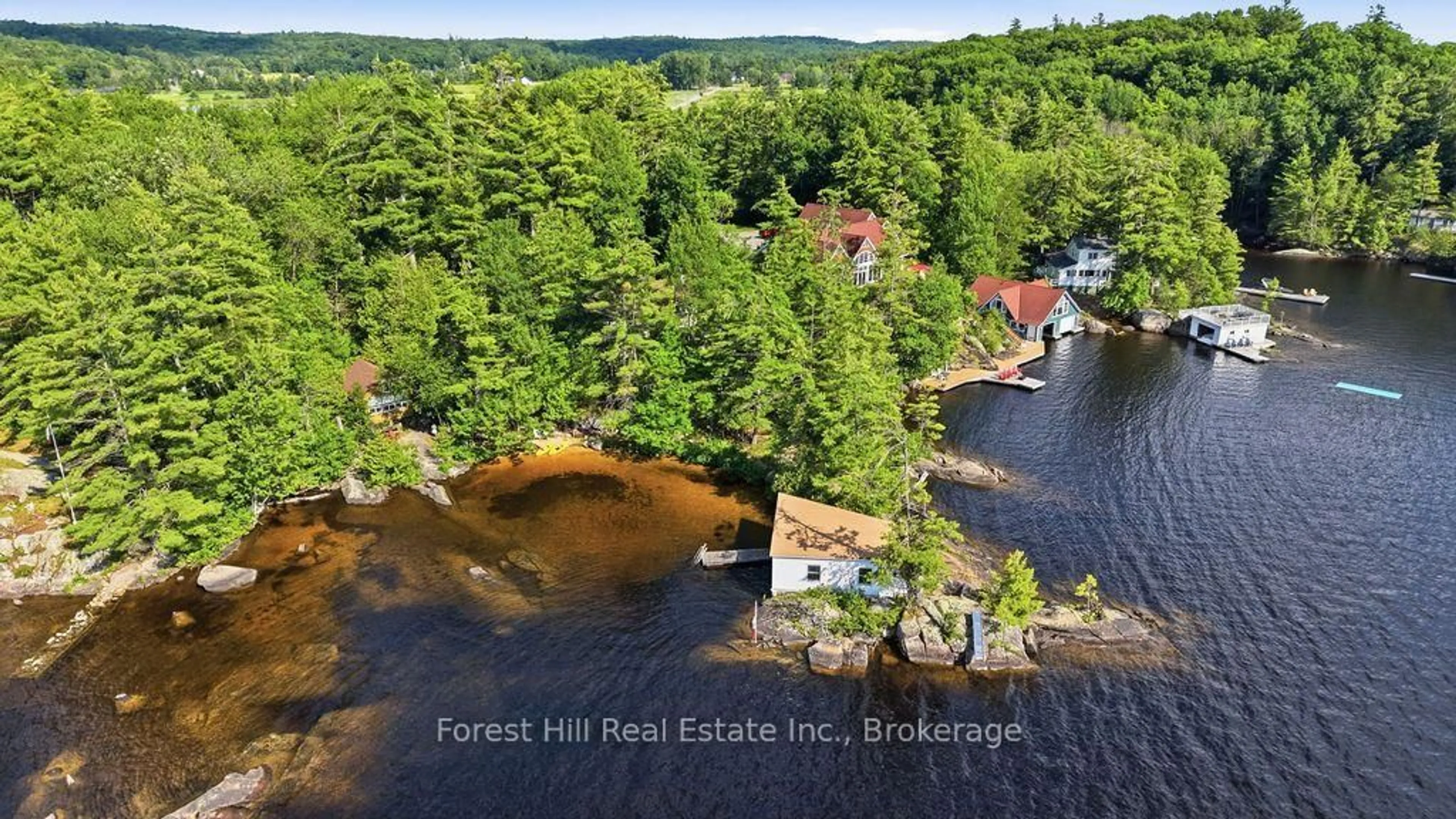 A pic from outside/outdoor area/front of a property/back of a property/a pic from drone, water/lake/river/ocean view for 1211 Waldmere Rd, Bracebridge Ontario P1L 1W8