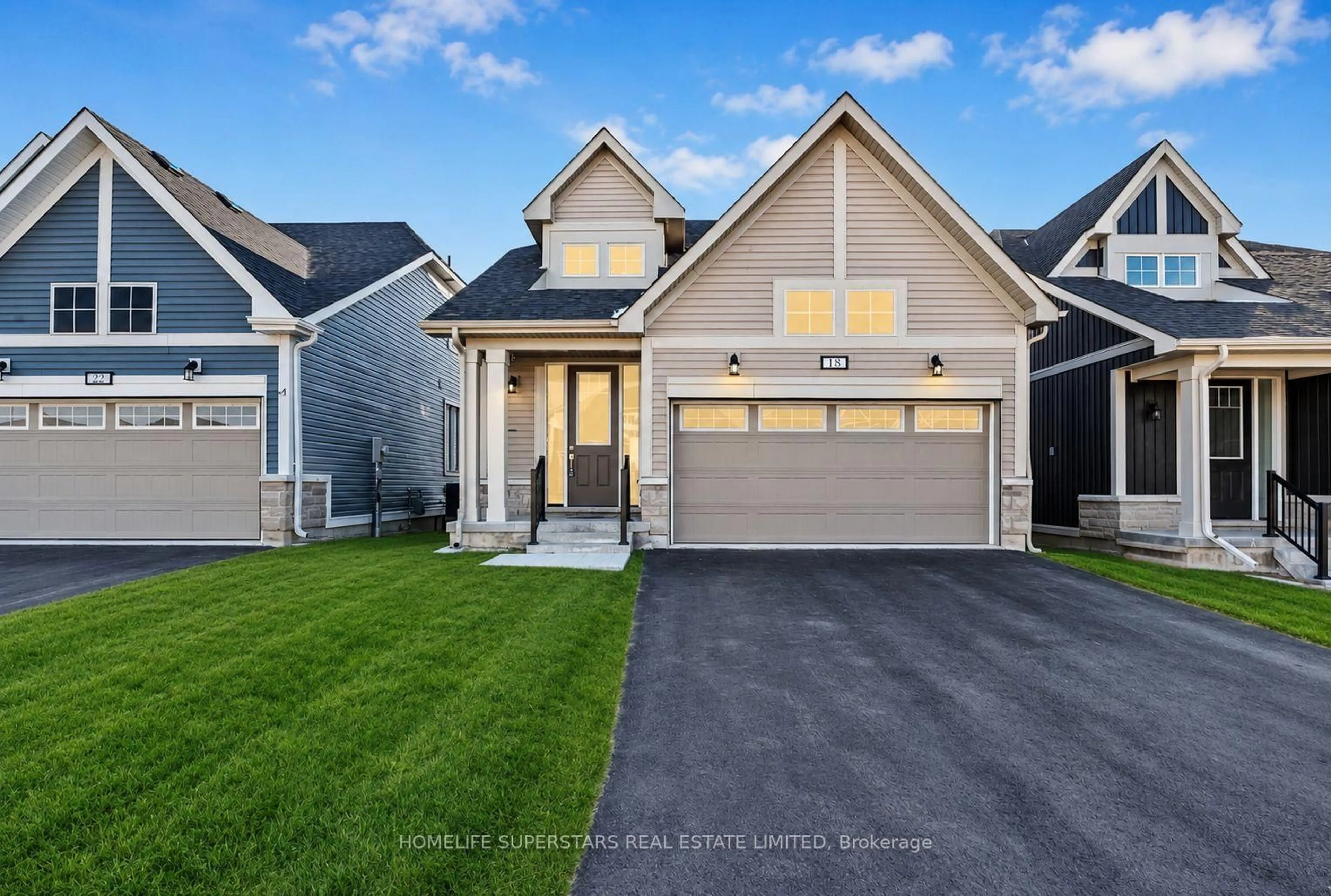 Home with vinyl exterior material, street for 18 Oakmont Dr, Bath Ontario K0H 1G0