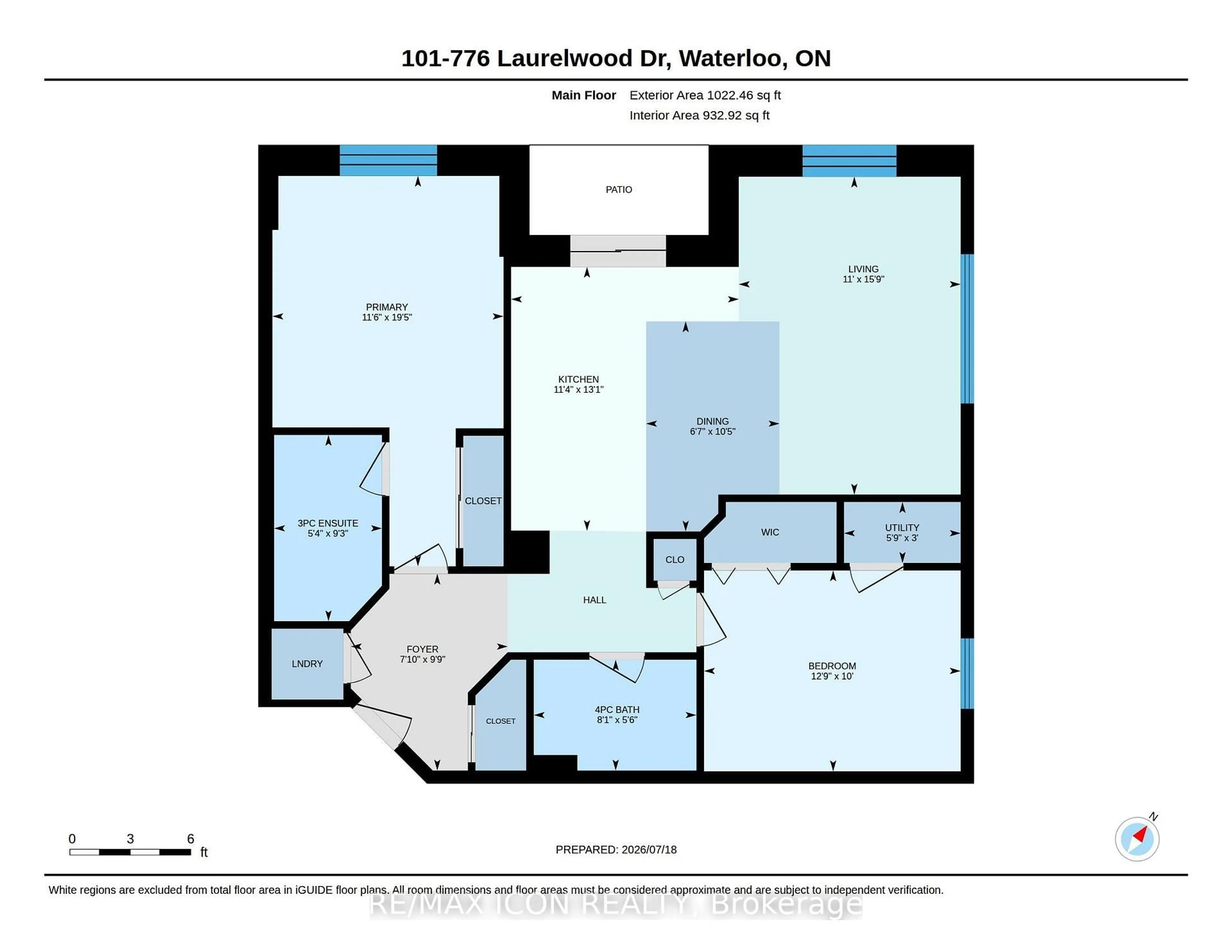 Floor plan for 776 Laurelwood Dr #101, Waterloo Ontario N2V 0A8