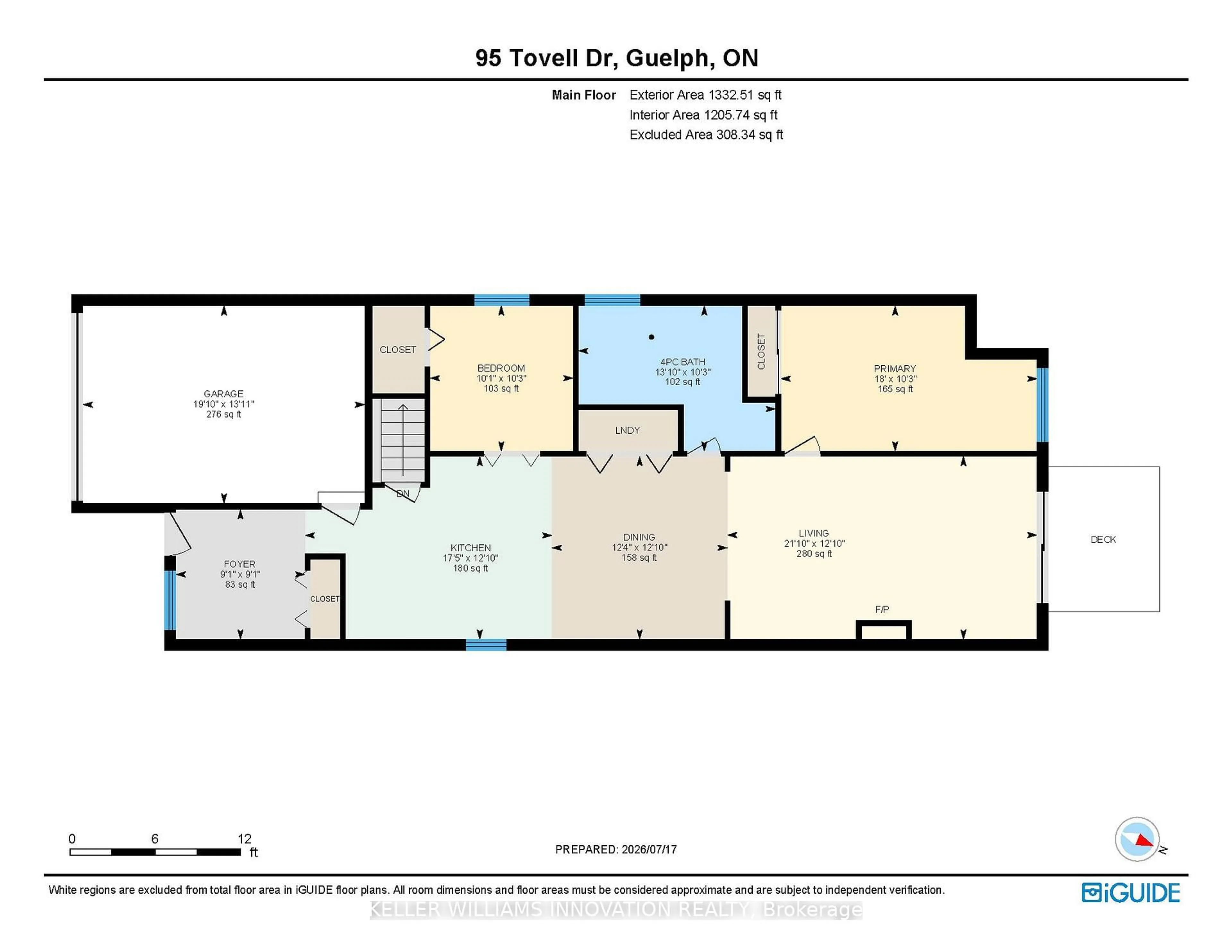 Floor plan for 95 Tovell Dr, Guelph Ontario N1K 1Z5