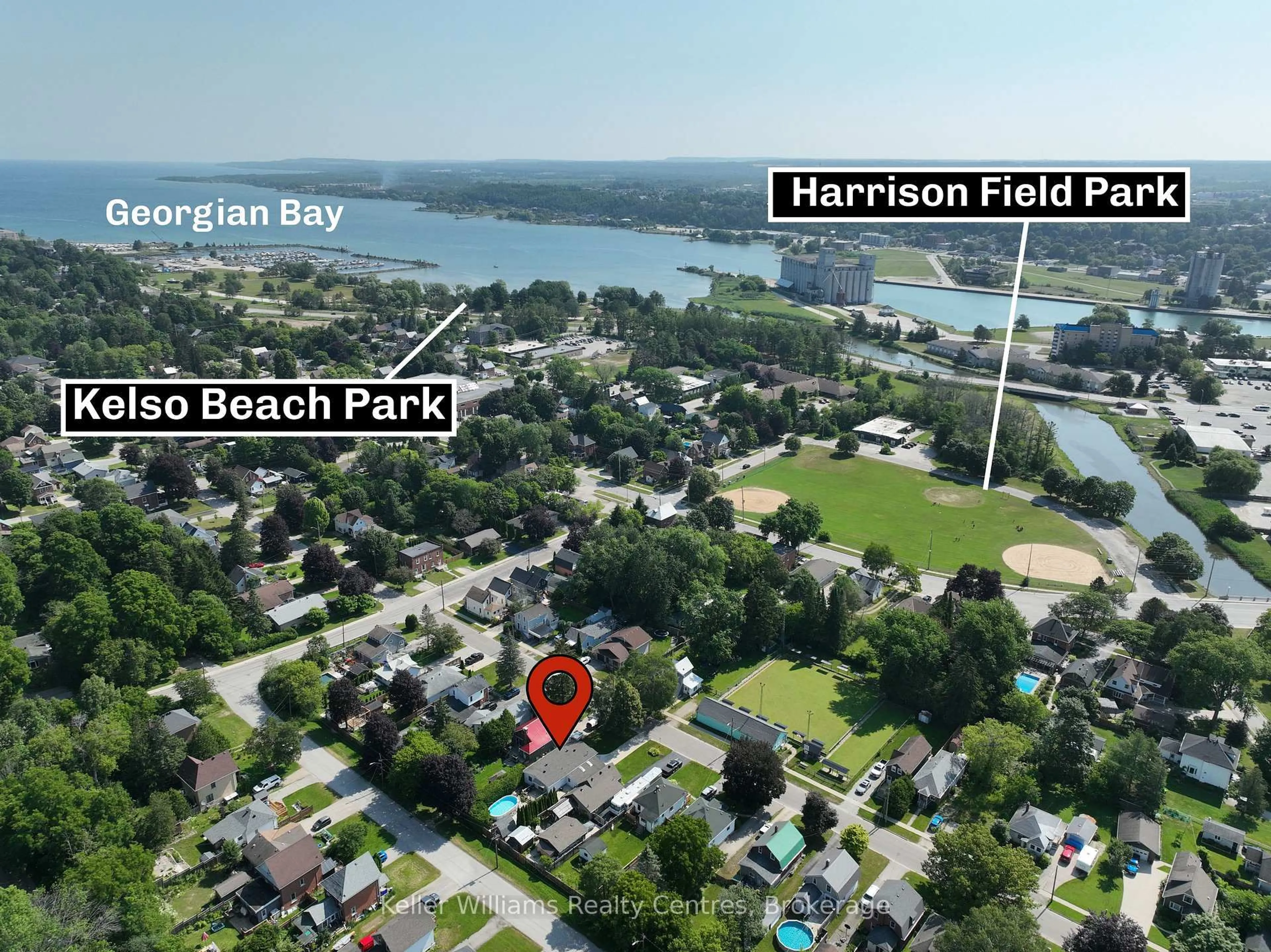 A pic from outside/outdoor area/front of a property/back of a property/a pic from drone, water/lake/river/ocean view for 1568 5th Ave, Owen Sound Ontario N4K 5B5