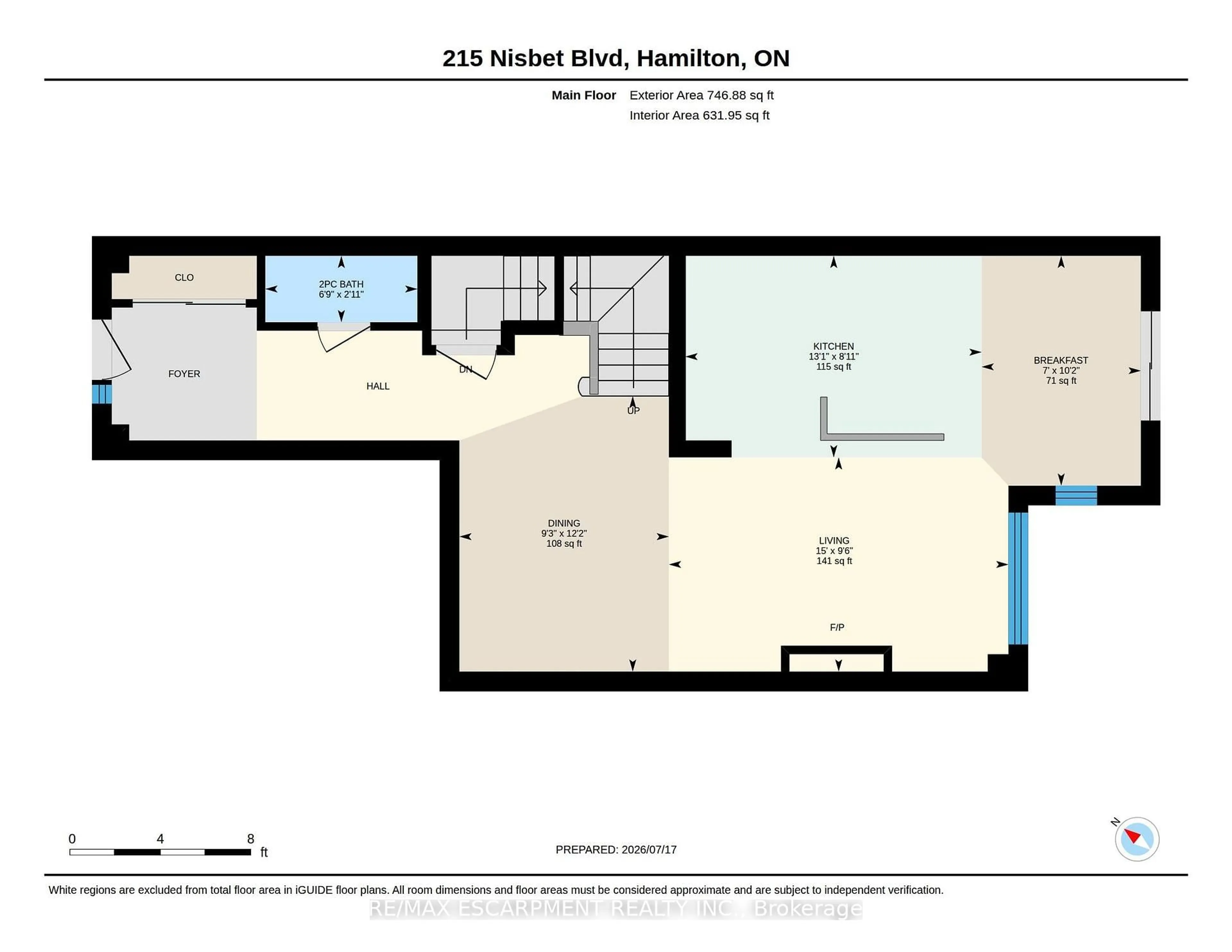 Floor plan for 215 Nisbet Blvd, Hamilton Ontario L0R 2H9