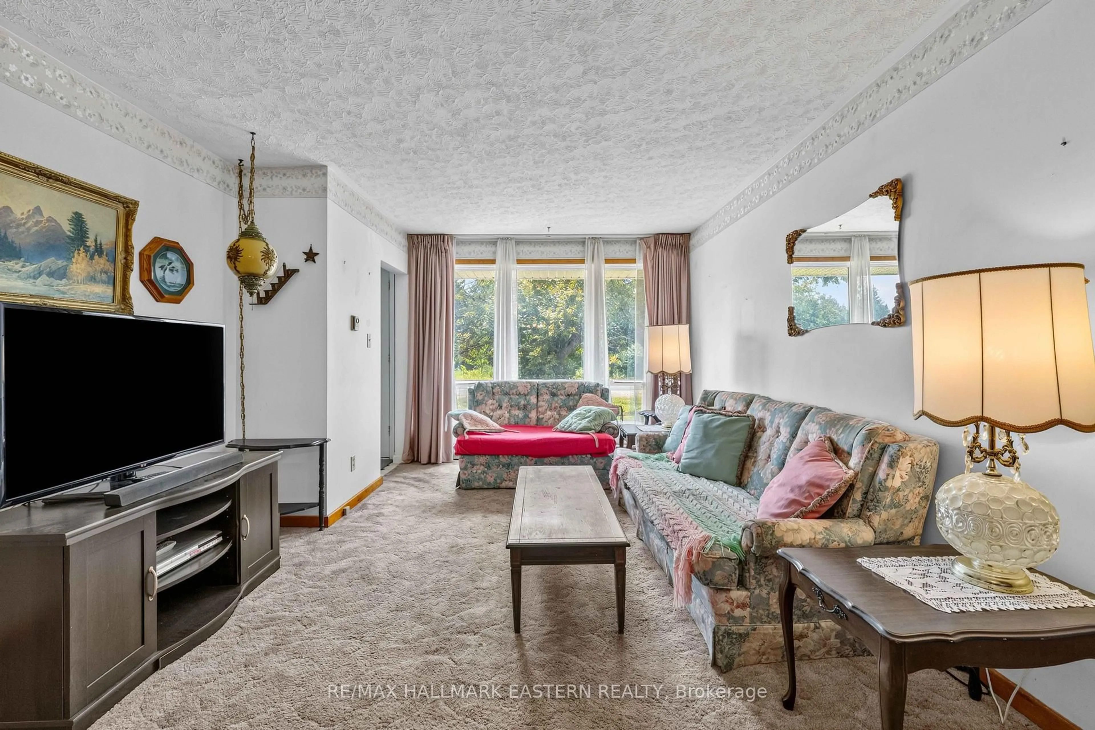 Living room with furniture, carpet floor for 921 Robinson Rd, Selwyn Ontario K0L 1T0