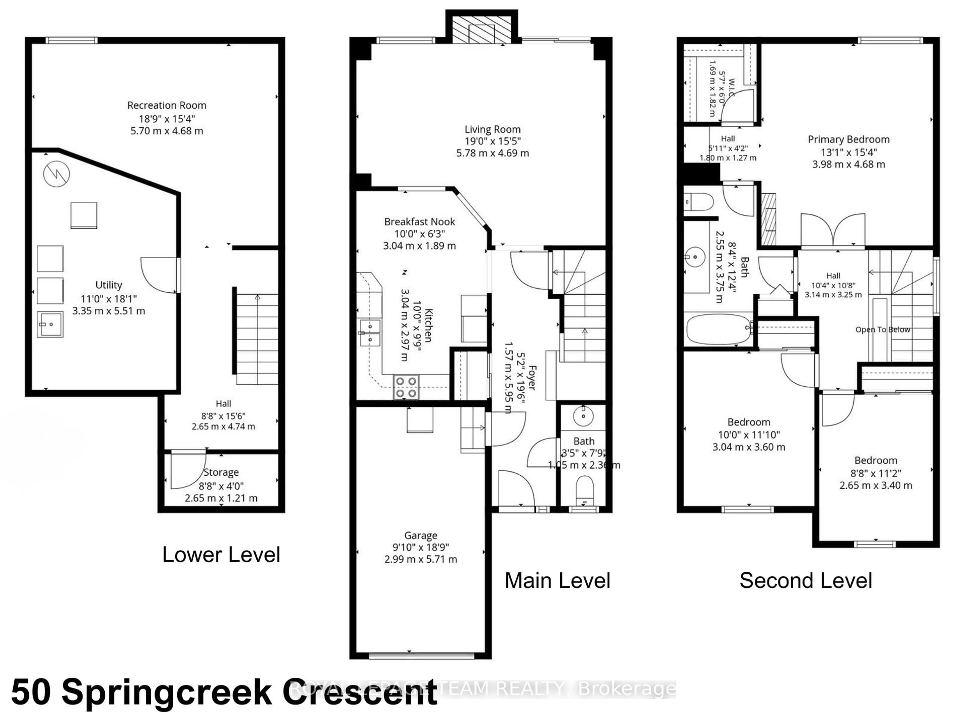 Floor plan for 50 Springcreek Cres, Ottawa Ontario K2M 2M2