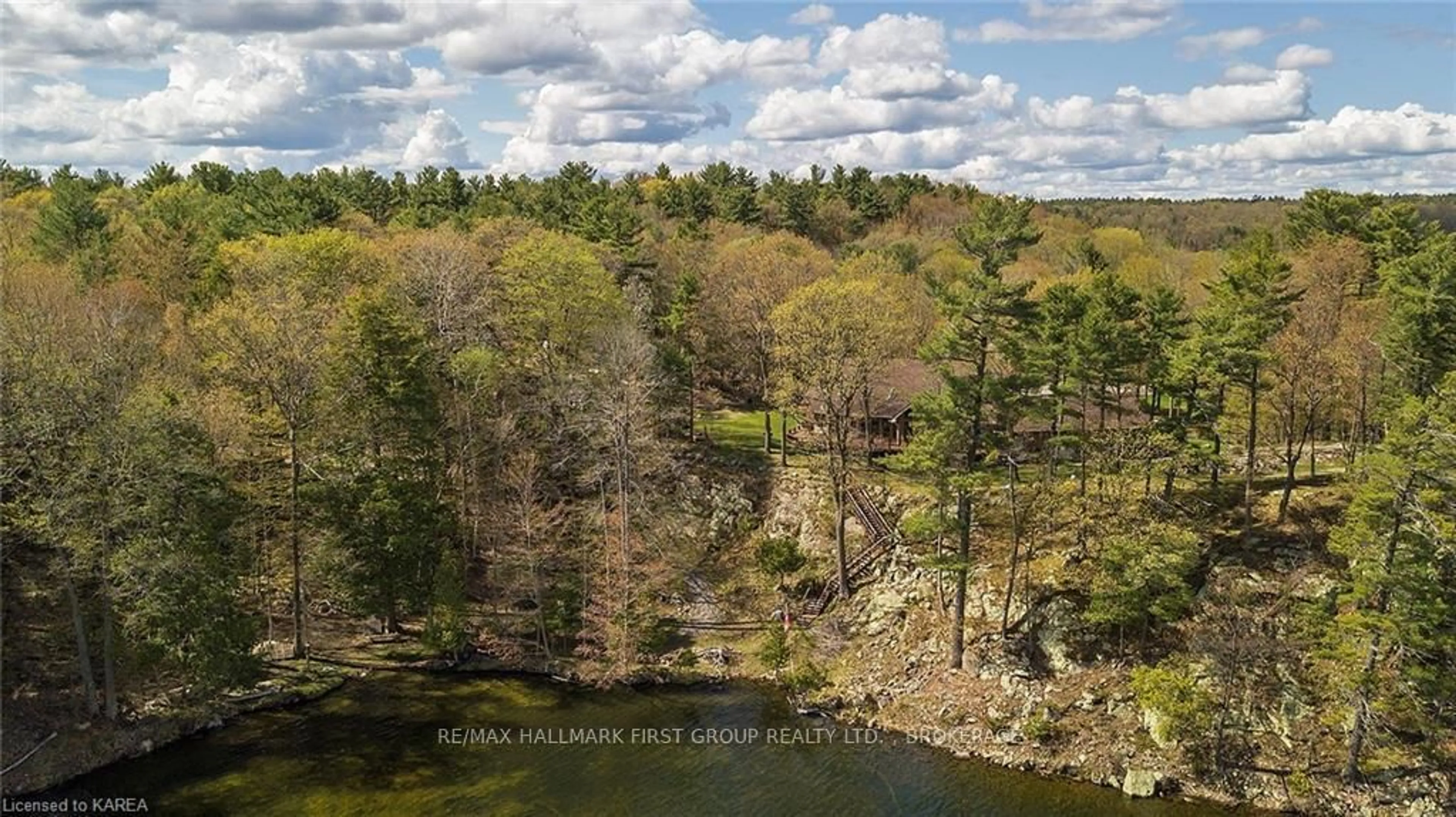 A pic from outside/outdoor area/front of a property/back of a property/a pic from drone, water/lake/river/ocean view for 1525 BURNT HILLS Rd, Battersea Ontario K0H 1H0
