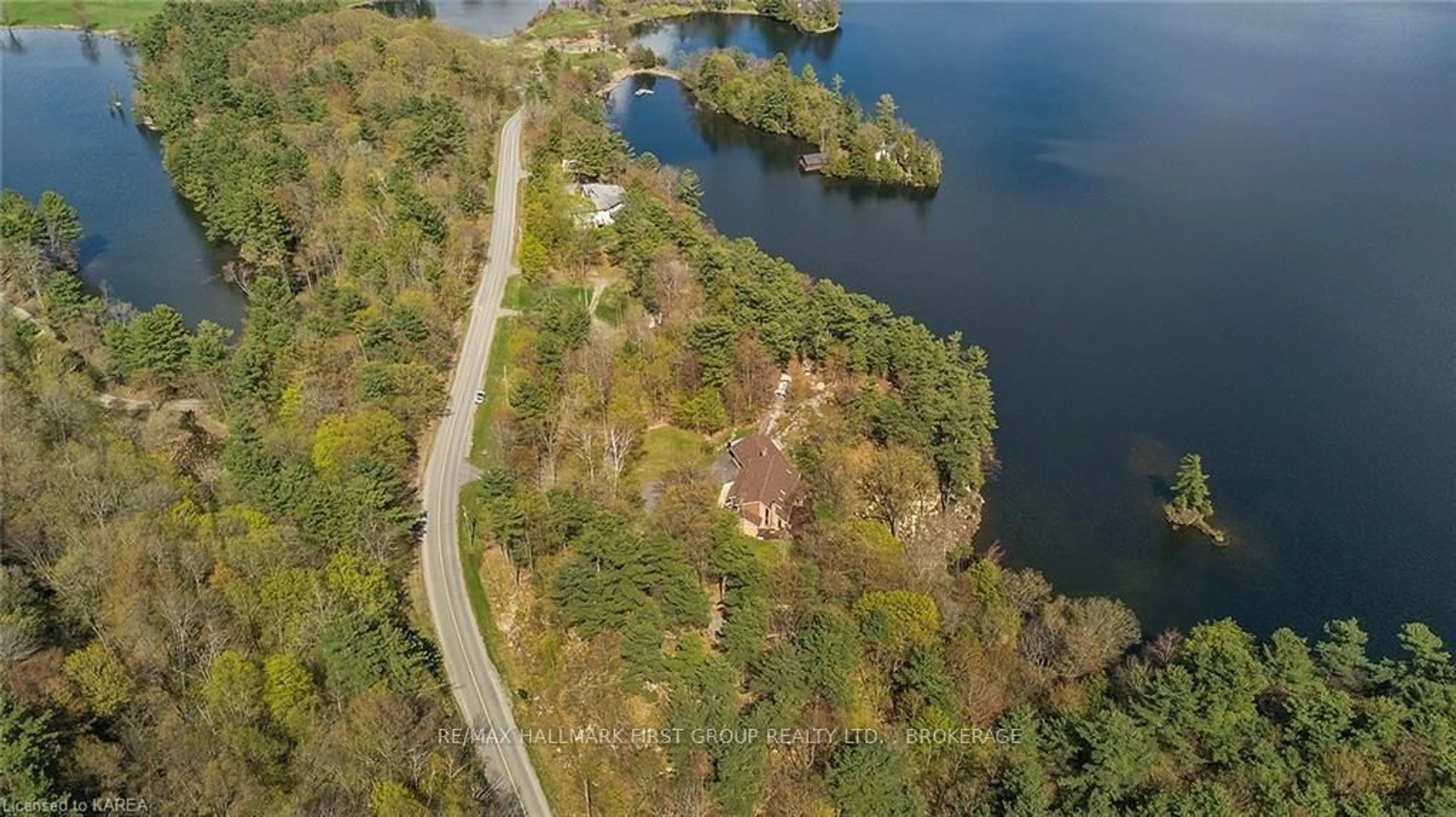 A pic from outside/outdoor area/front of a property/back of a property/a pic from drone, water/lake/river/ocean view for 1525 BURNT HILLS Rd, Battersea Ontario K0H 1H0