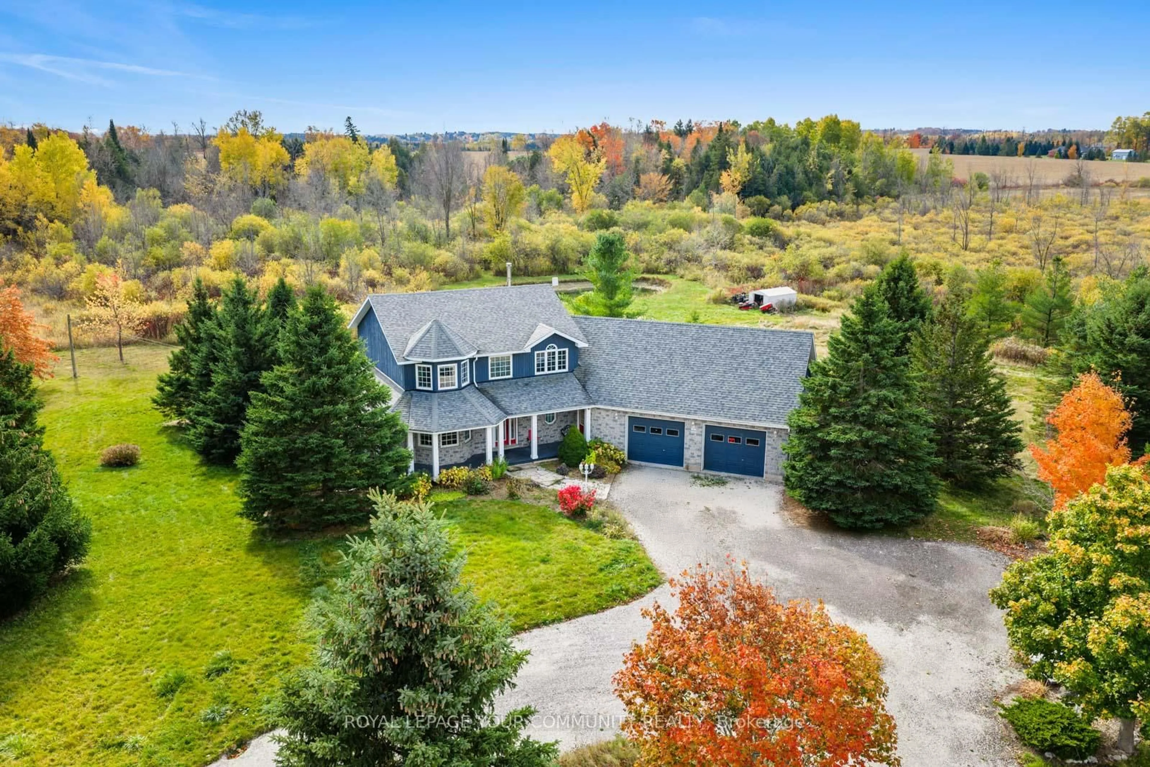 A pic from outside/outdoor area/front of a property/back of a property/a pic from drone, water/lake/river/ocean view for 286194 County Rd #10, Mono Ontario L9W 6P6