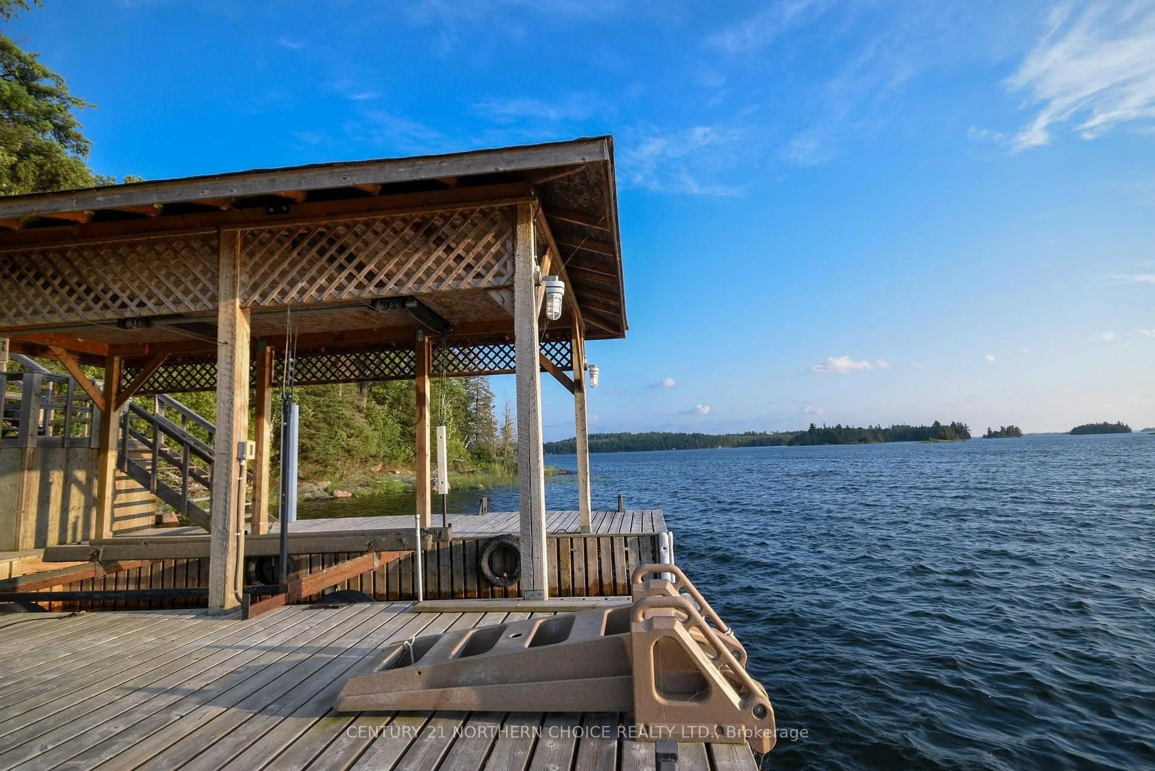Patio, water/lake/river/ocean view for 75 Black Bear Rd, Kenora Remote Area Ontario P0X 1E0