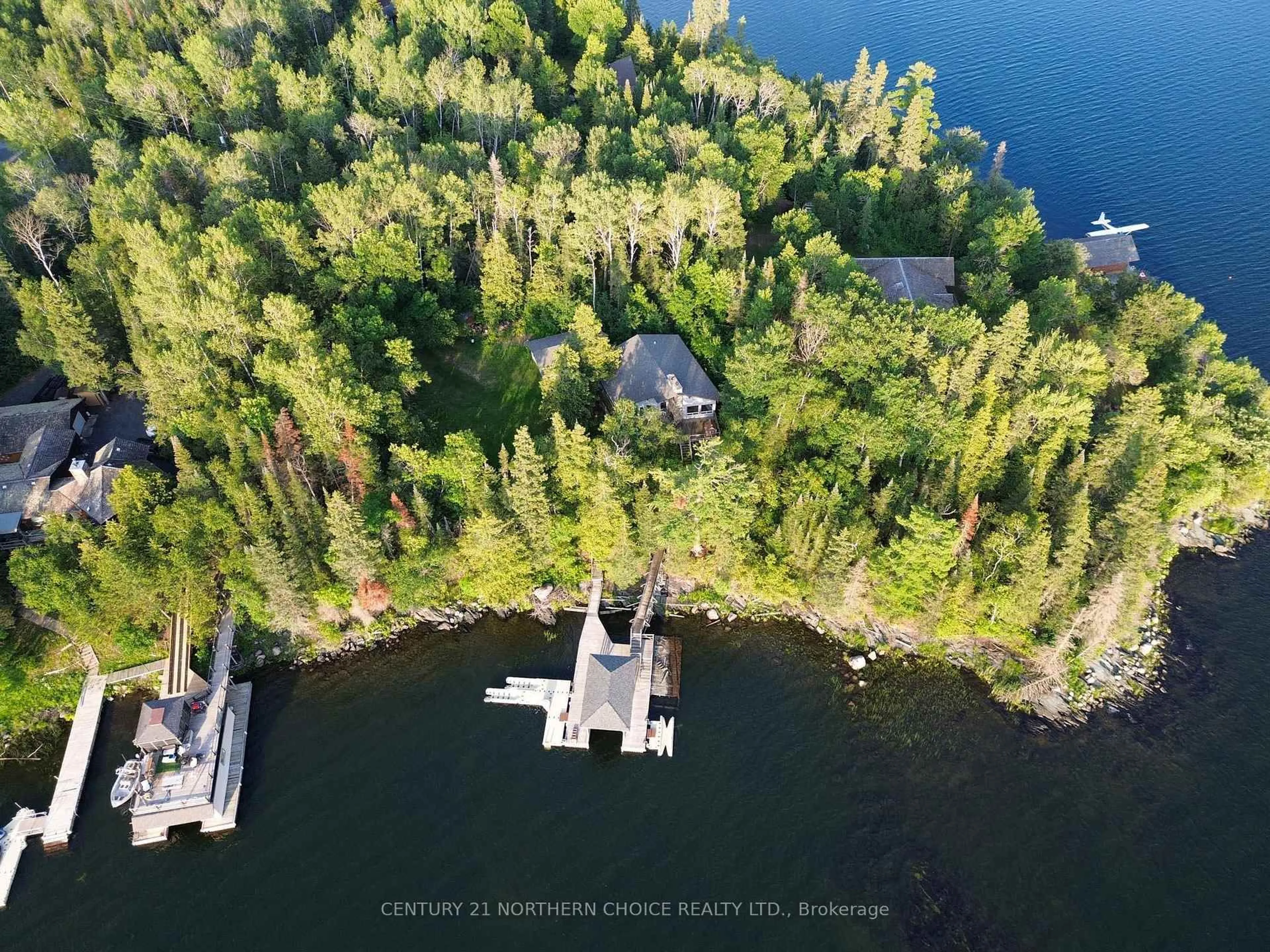 A pic from outside/outdoor area/front of a property/back of a property/a pic from drone, water/lake/river/ocean view for 75 Black Bear Rd, Kenora Remote Area Ontario P0X 1E0