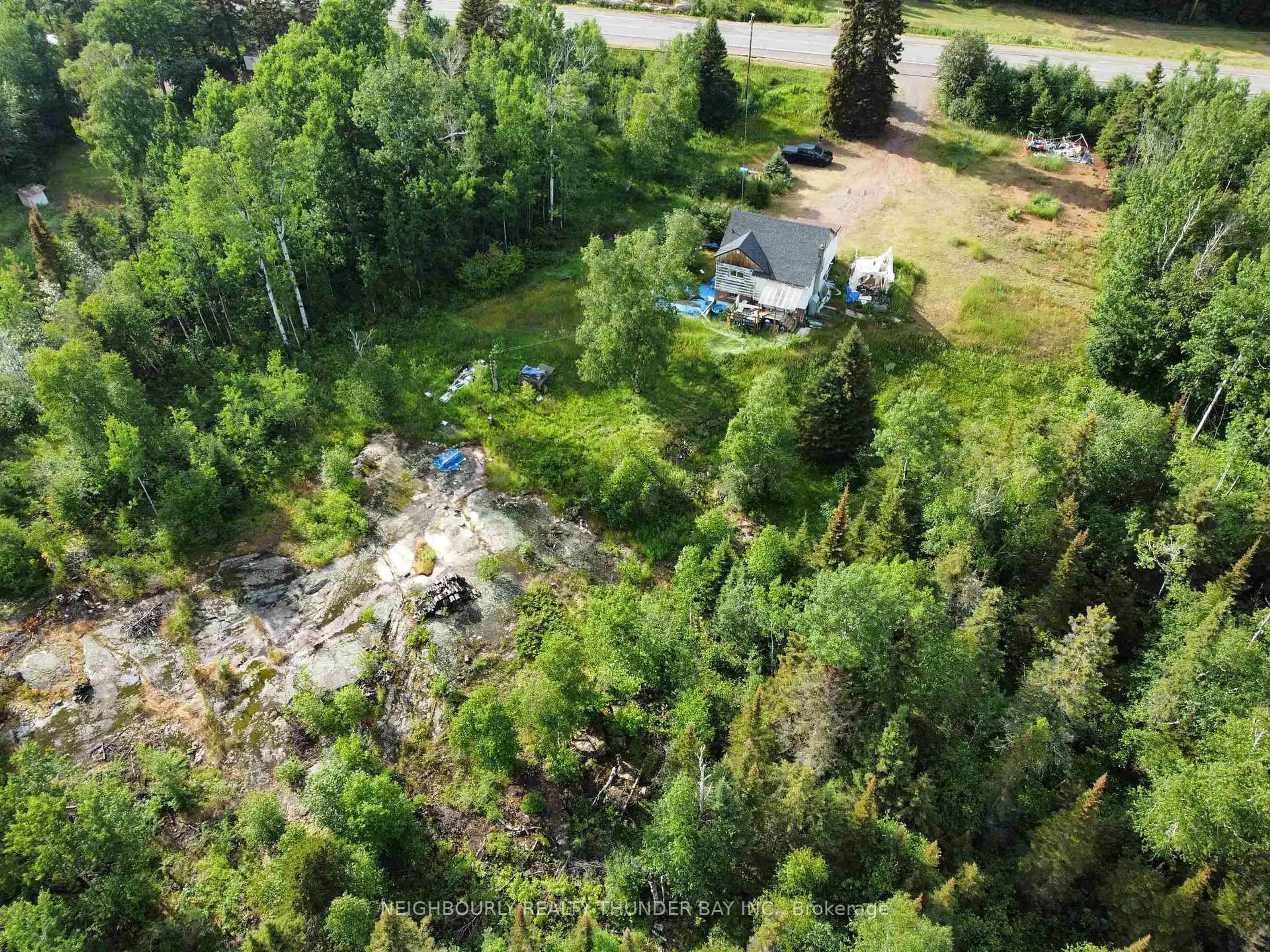A pic from outside/outdoor area/front of a property/back of a property/a pic from drone, forest/trees view for 2071 Lakeshore Dr, Shuniah Ontario P7A 0L6