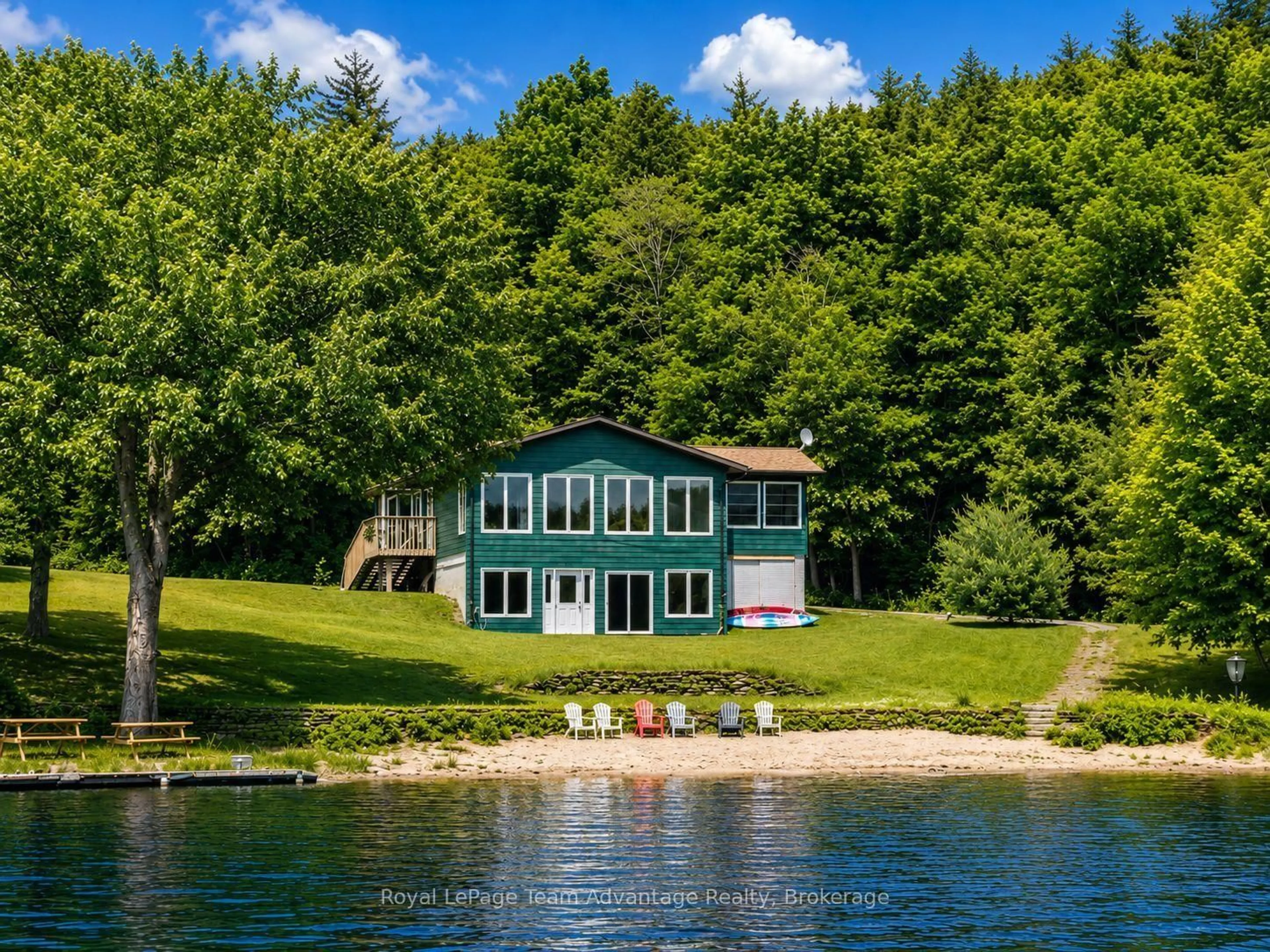 A pic from outside/outdoor area/front of a property/back of a property/a pic from drone, water/lake/river/ocean view for 1 CRANE WALKER Rd, The Archipelago Ontario P2A 0B7