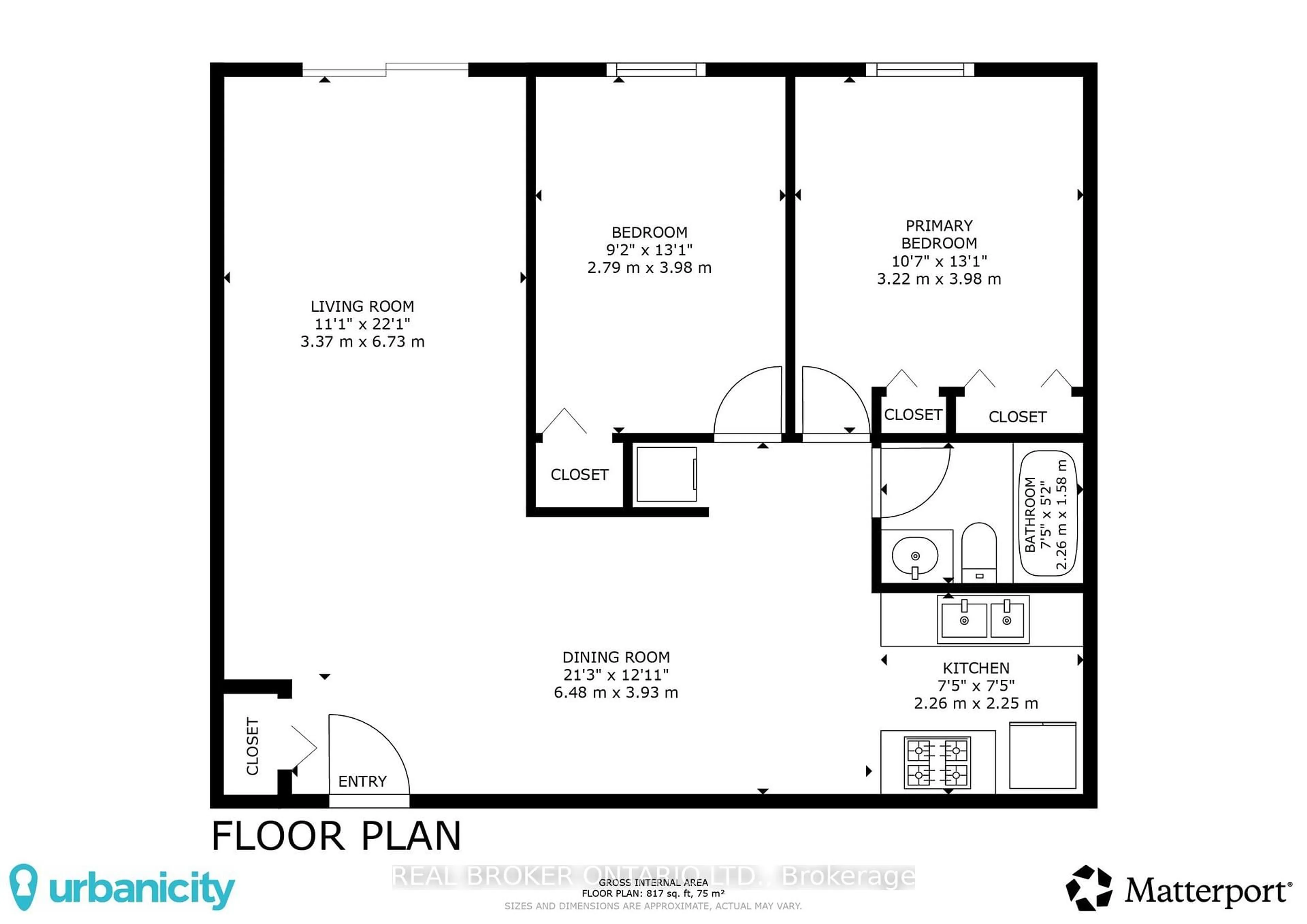 Floor plan for 893 Concession St #202, Hamilton Ontario L8V 1E7