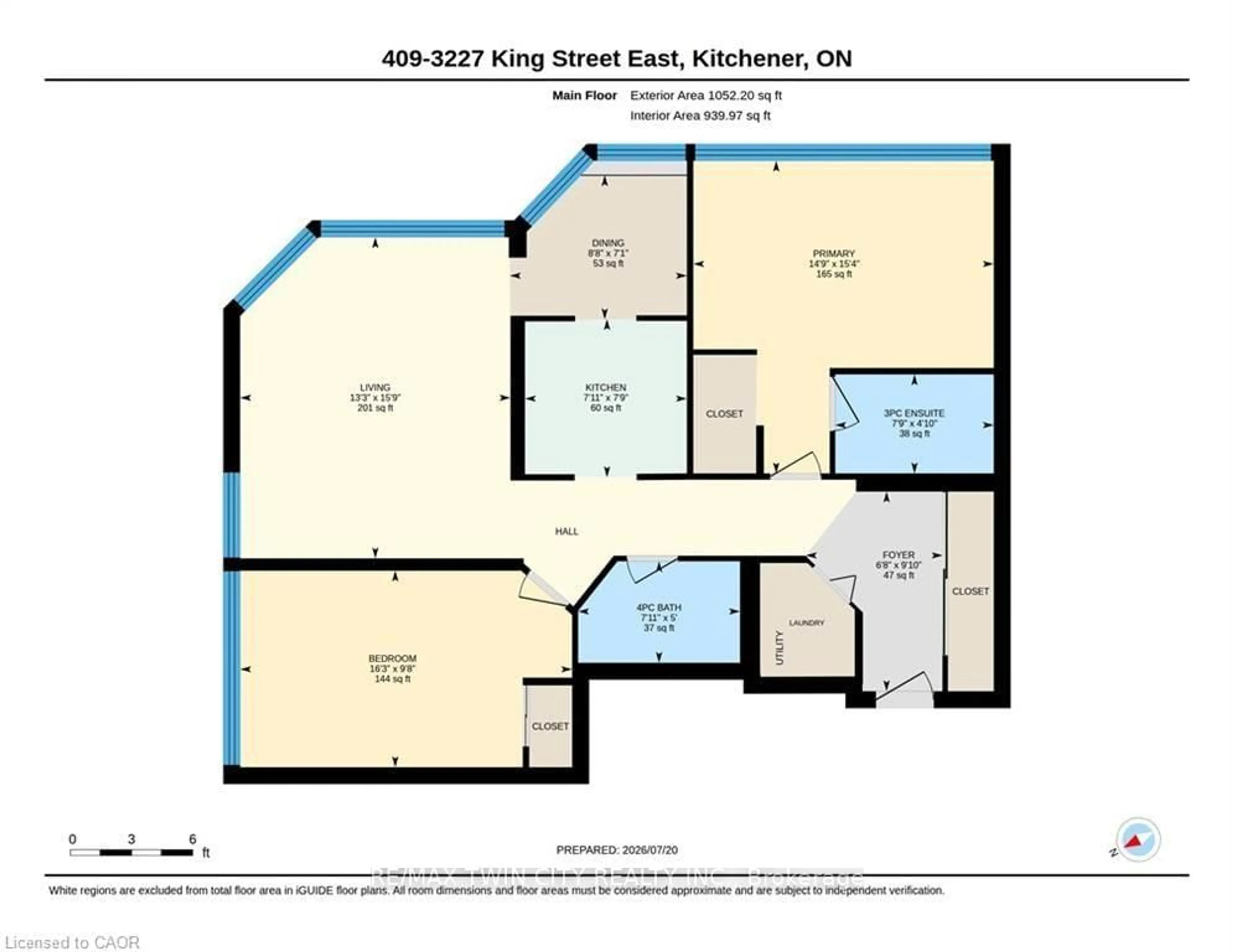 Floor plan for 3227 KING St #409, Kitchener Ontario N2A 3Z9