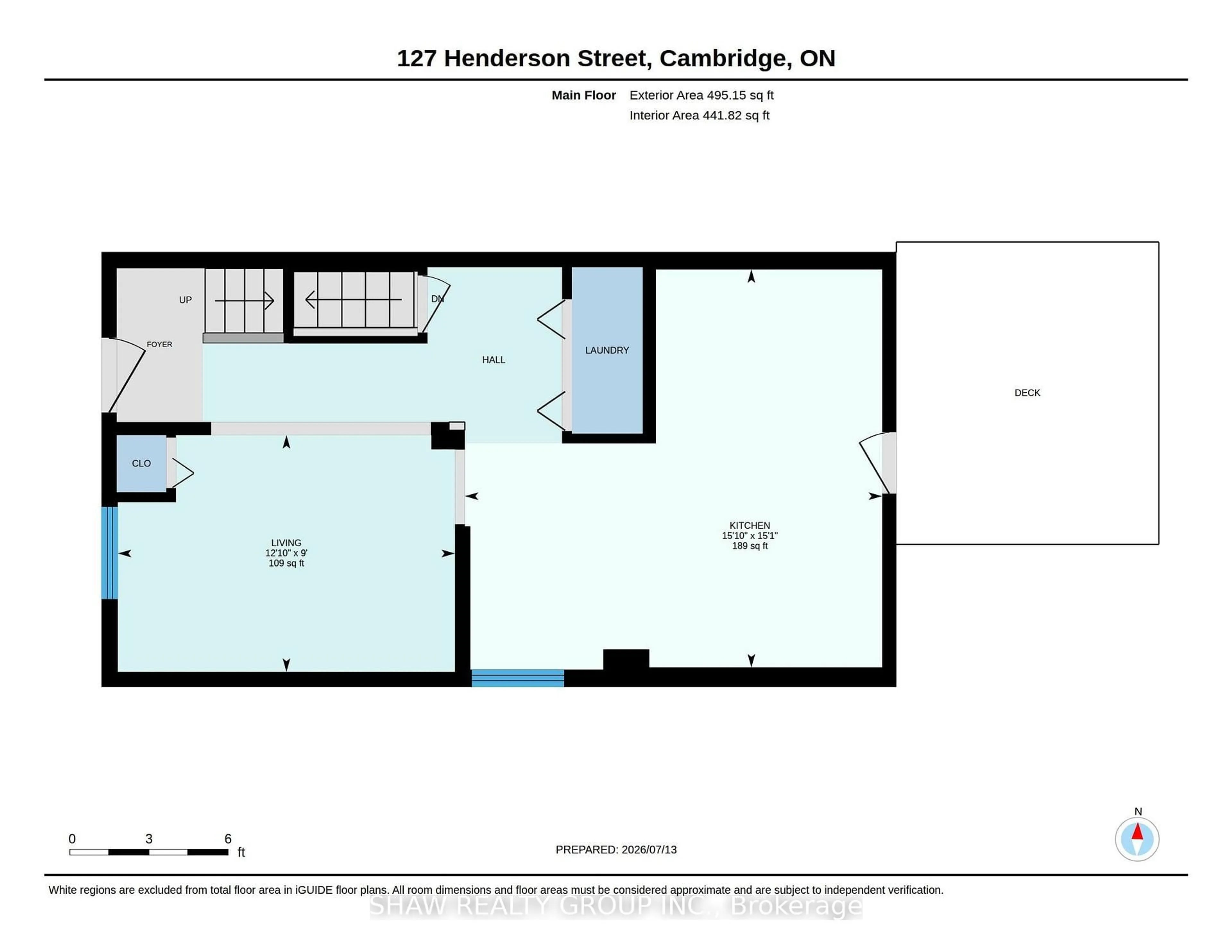 Floor plan for 127 Henderson St, Cambridge Ontario N3C 2G3