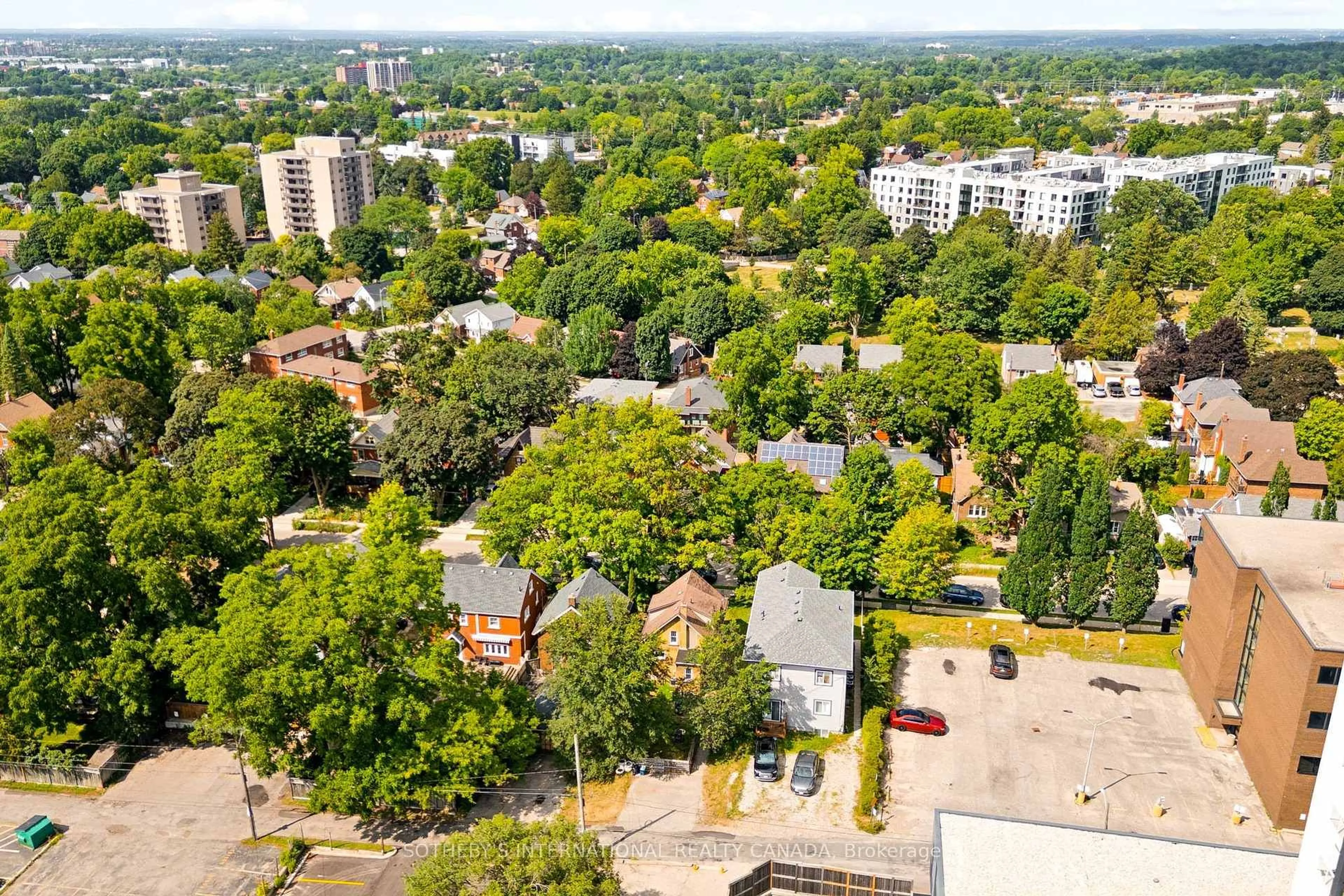 A pic from outside/outdoor area/front of a property/back of a property/a pic from drone, city buildings view from balcony for 19 Mary St, Kitchener Ontario N2H 3P9