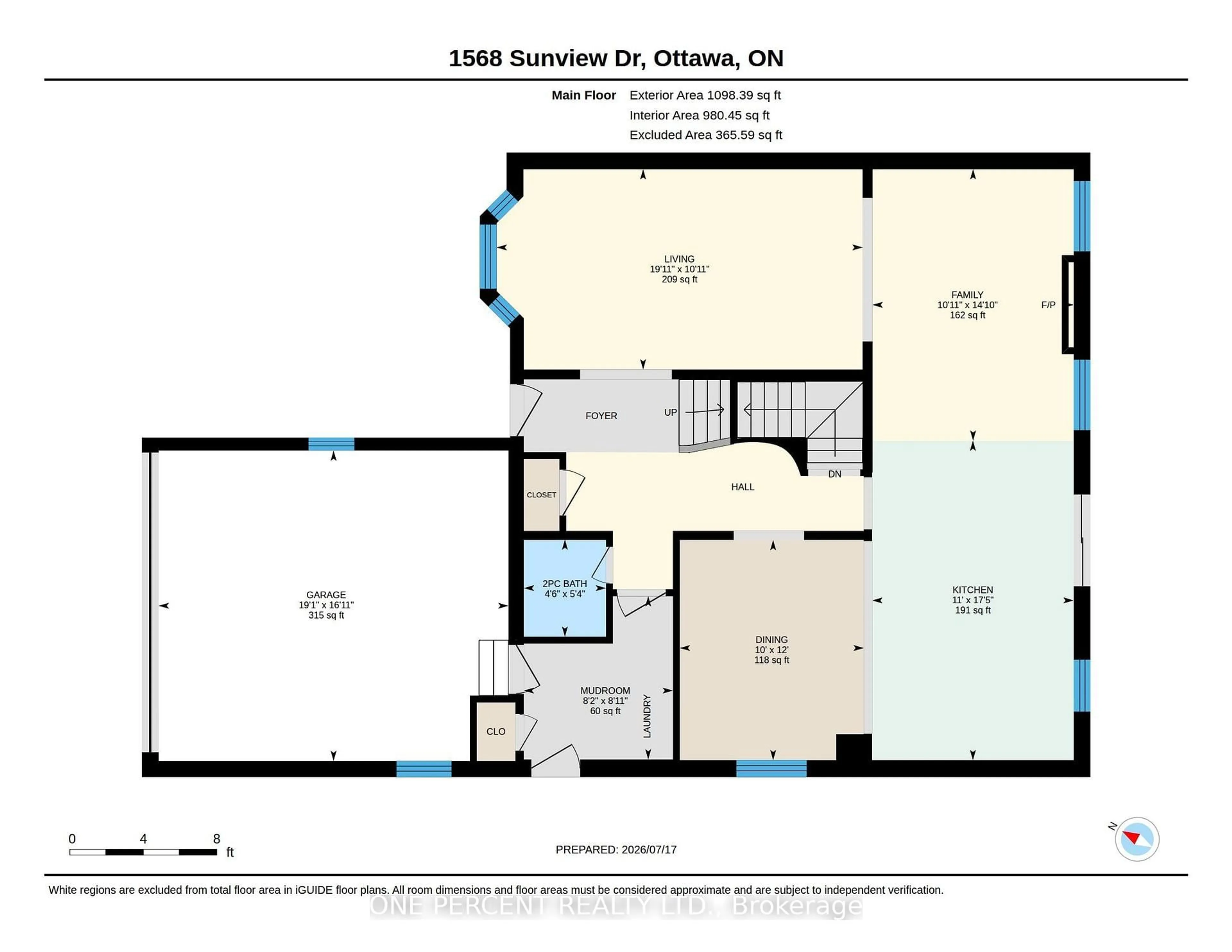 Floor plan for 1568 Sunview Dr, Ottawa Ontario K1C 5A3