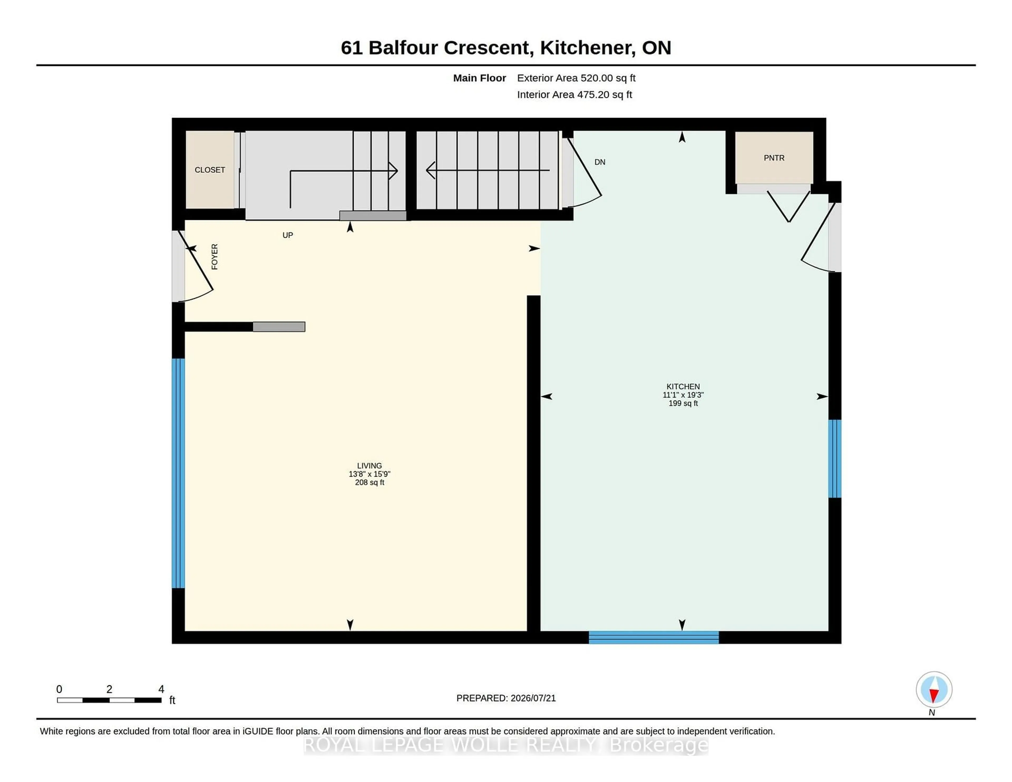 Floor plan for 61 Balfour Cres, Kitchener Ontario N2C 1Z6
