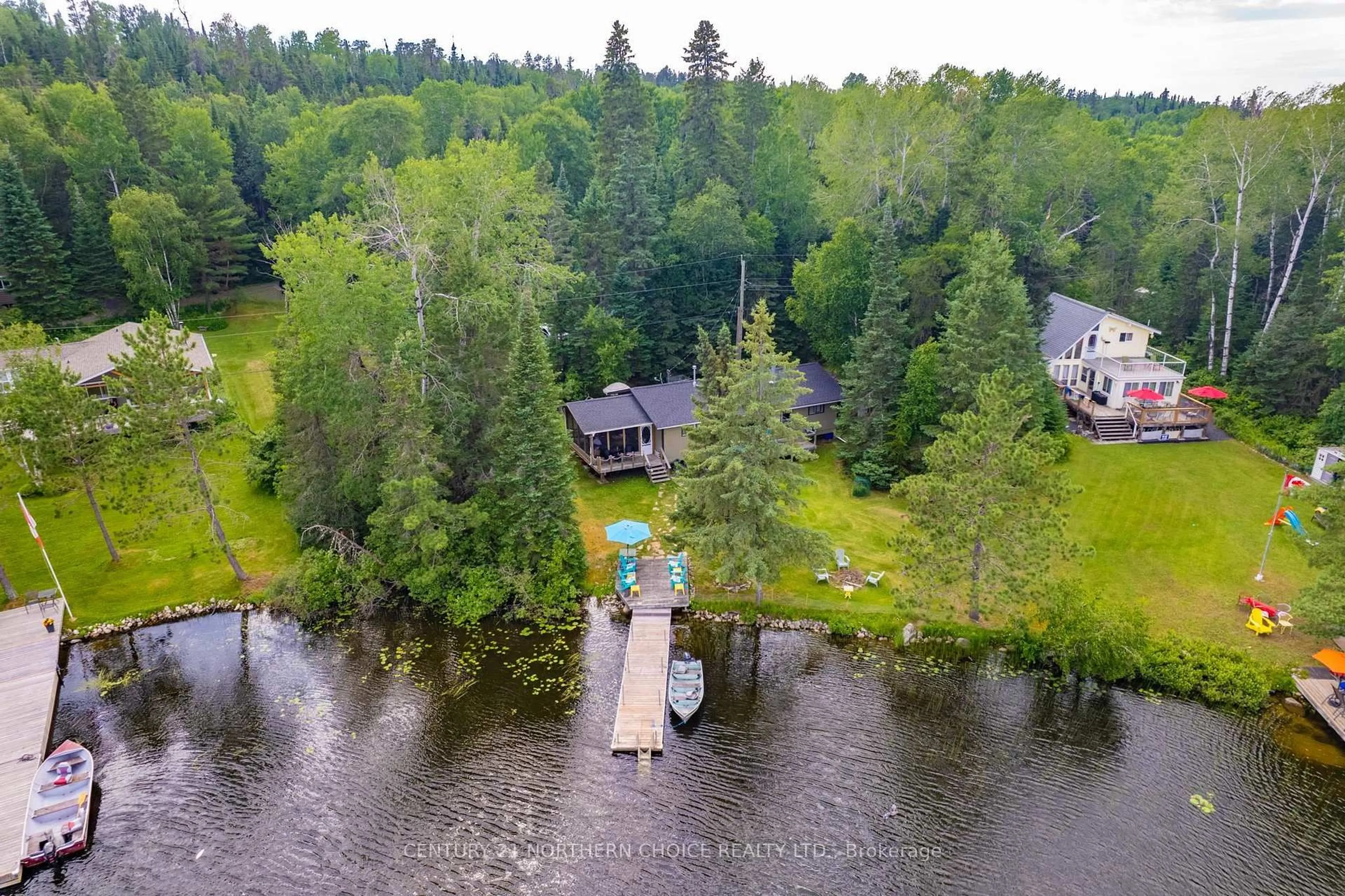 A pic from outside/outdoor area/front of a property/back of a property/a pic from drone, water/lake/river/ocean view for 33B Peninsula Drive, Kenora Remote Area Ontario P0X 1C0