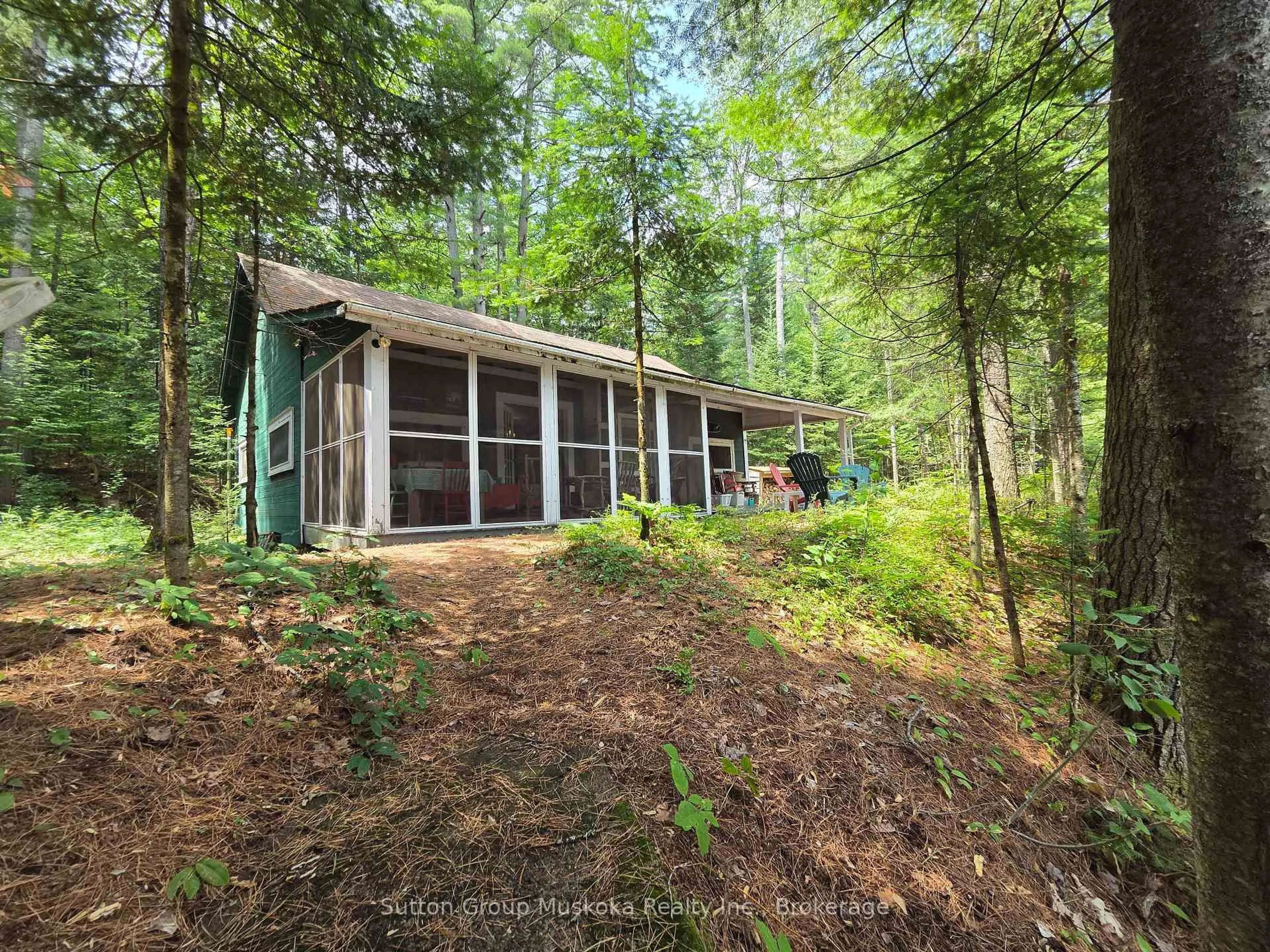 A pic from outside/outdoor area/front of a property/back of a property/a pic from drone, forest/trees view for 699 South Mary Lake Rd, Huntsville Ontario P0B 1L0