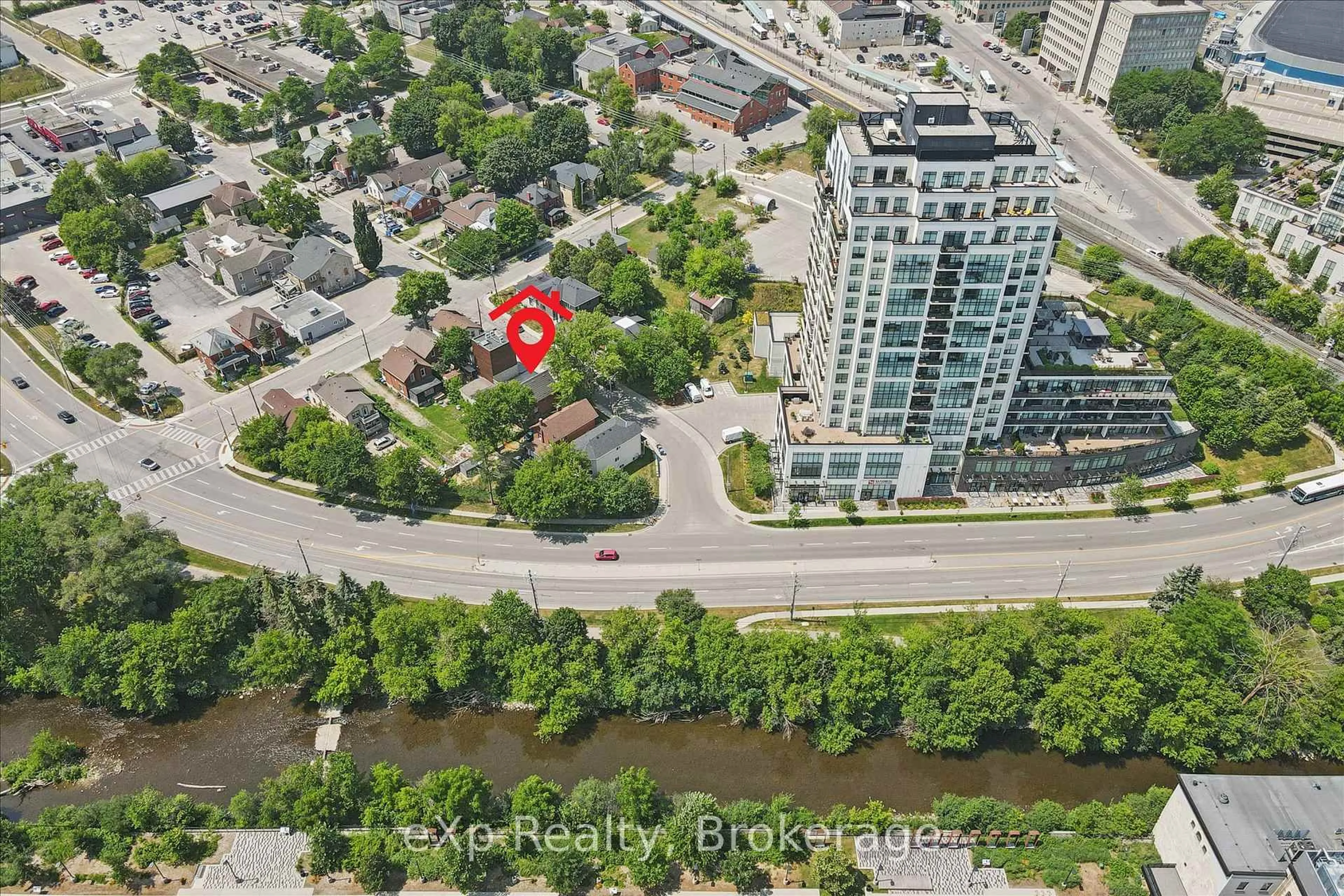 A pic from outside/outdoor area/front of a property/back of a property/a pic from drone, city buildings view from balcony for 131 Surrey St, Guelph Ontario N1H 3R1