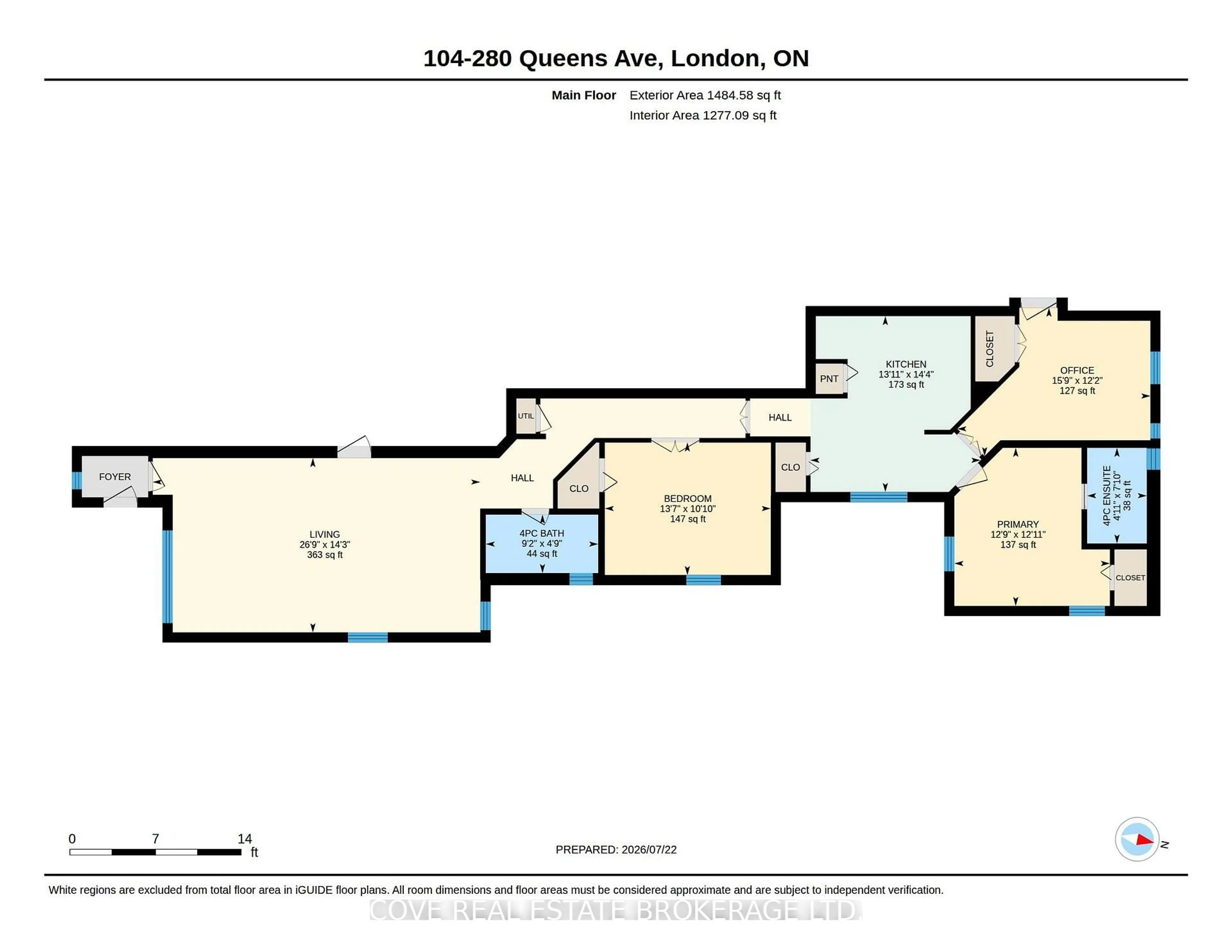 Floor plan for 280 Queens Ave #104, London East Ontario N6B 1X3