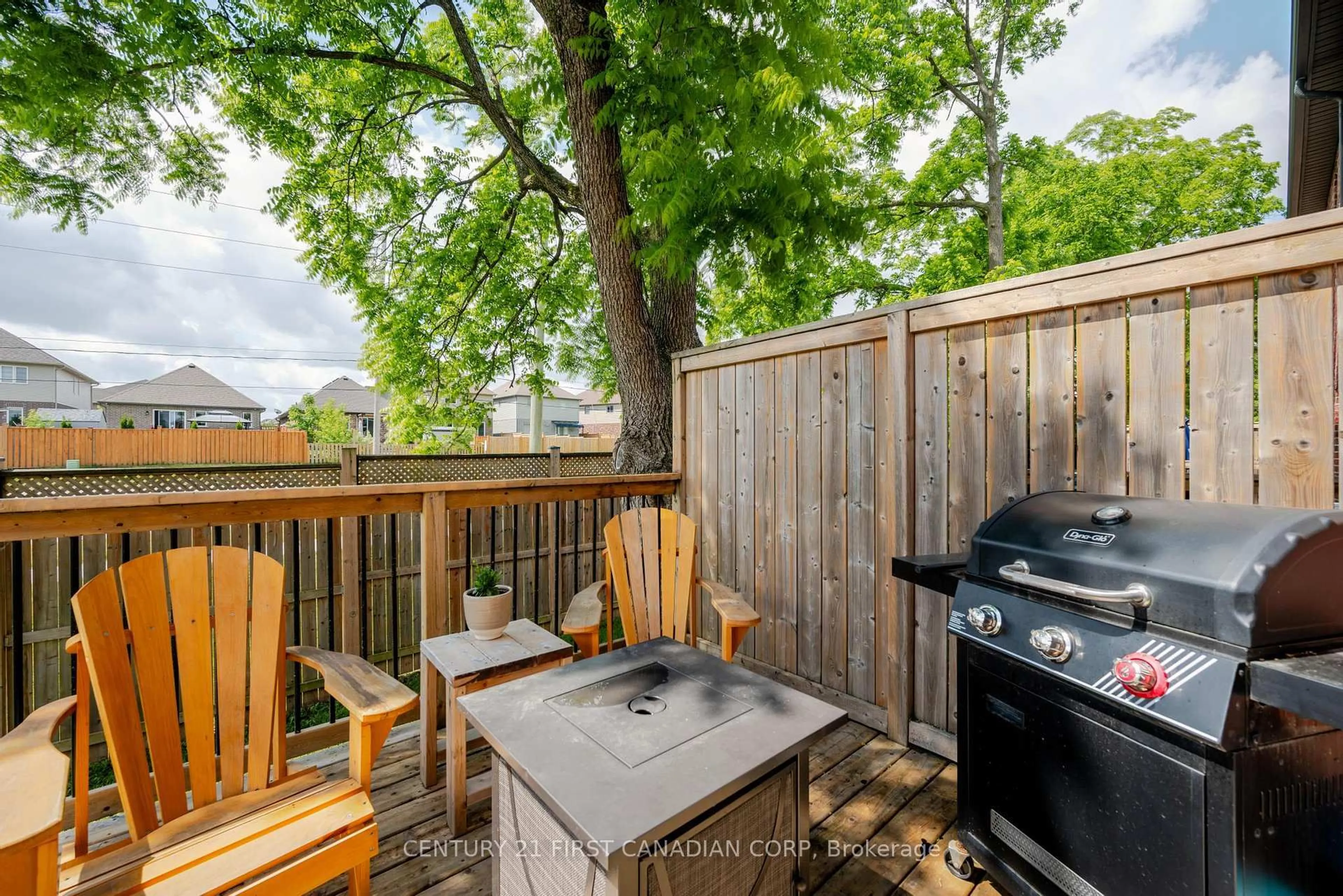 Patio, forest/trees view for 292 Falcon Dr #14, Woodstock Ontario N4T 0C1