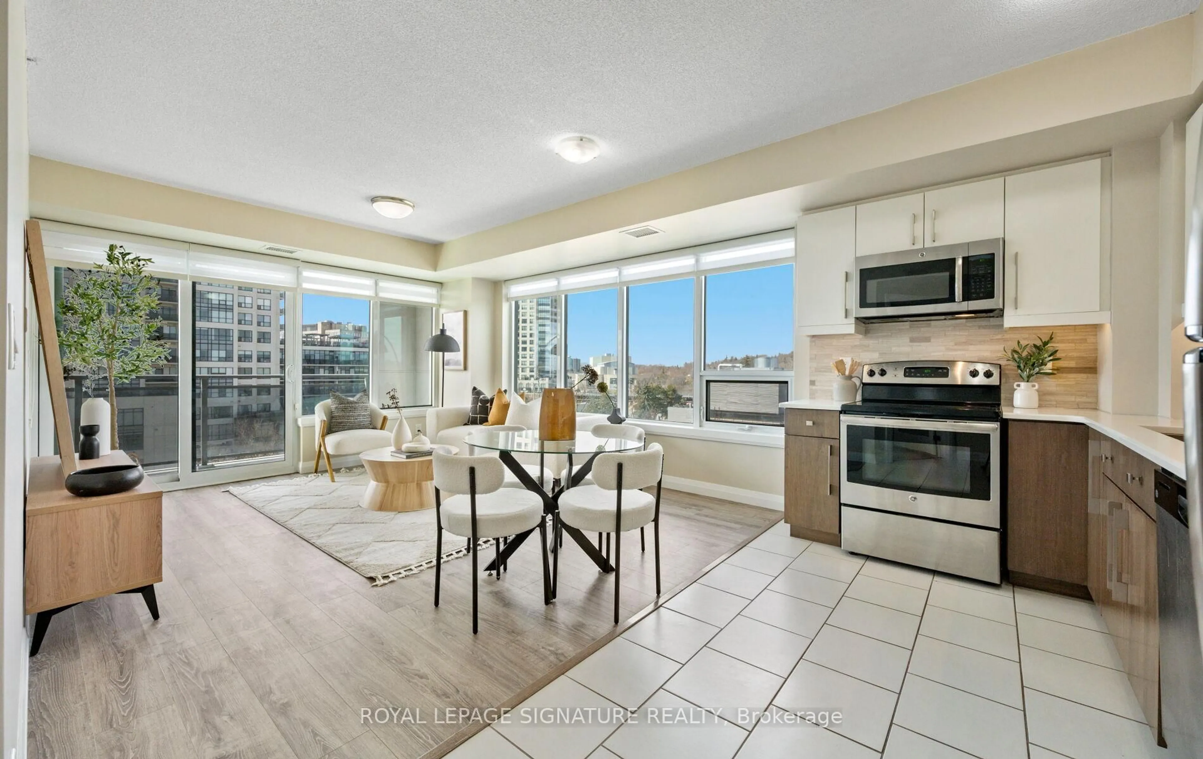 Open concept kitchen, ceramic/tile floor for 53 Arthur St #706, Guelph Ontario N1E 5K2