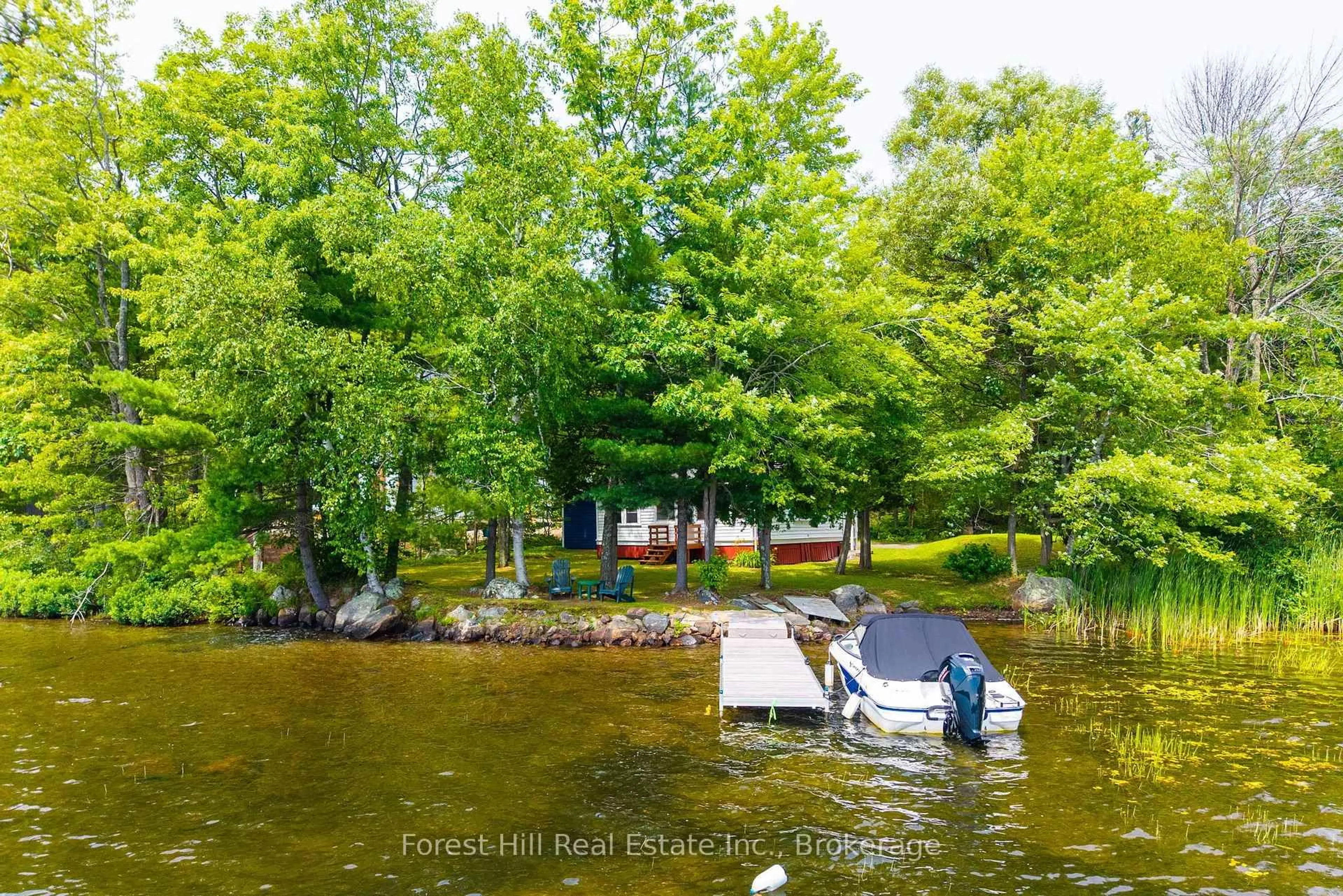 A pic from outside/outdoor area/front of a property/back of a property/a pic from drone, water/lake/river/ocean view for 2871 Muskoka Road 169 Rd #Unit 1, Muskoka Lakes Ontario P0C 1A0