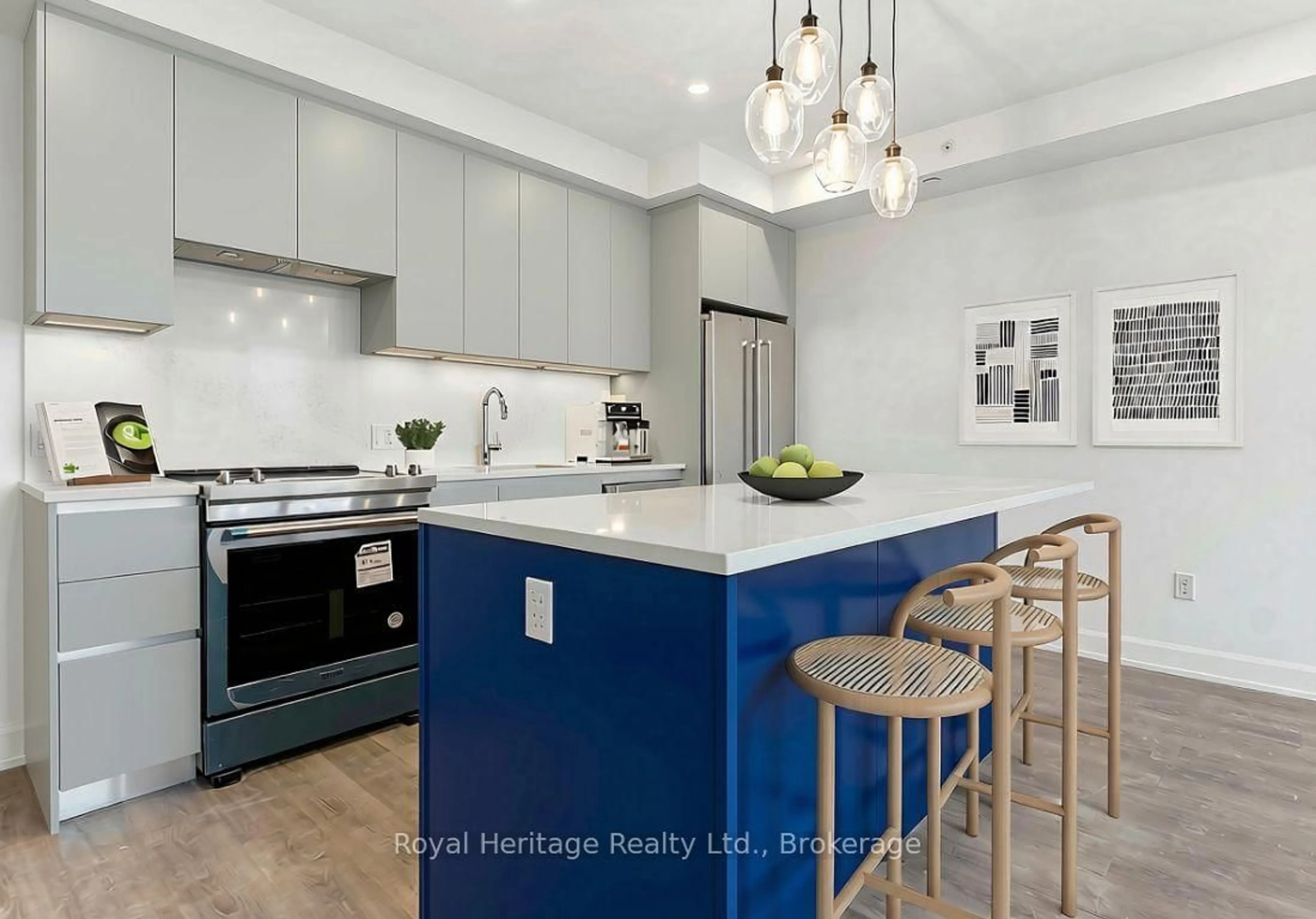 Open concept kitchen, ceramic/tile floor for 195 Hunter St #407, Peterborough Ontario K9H 0K6