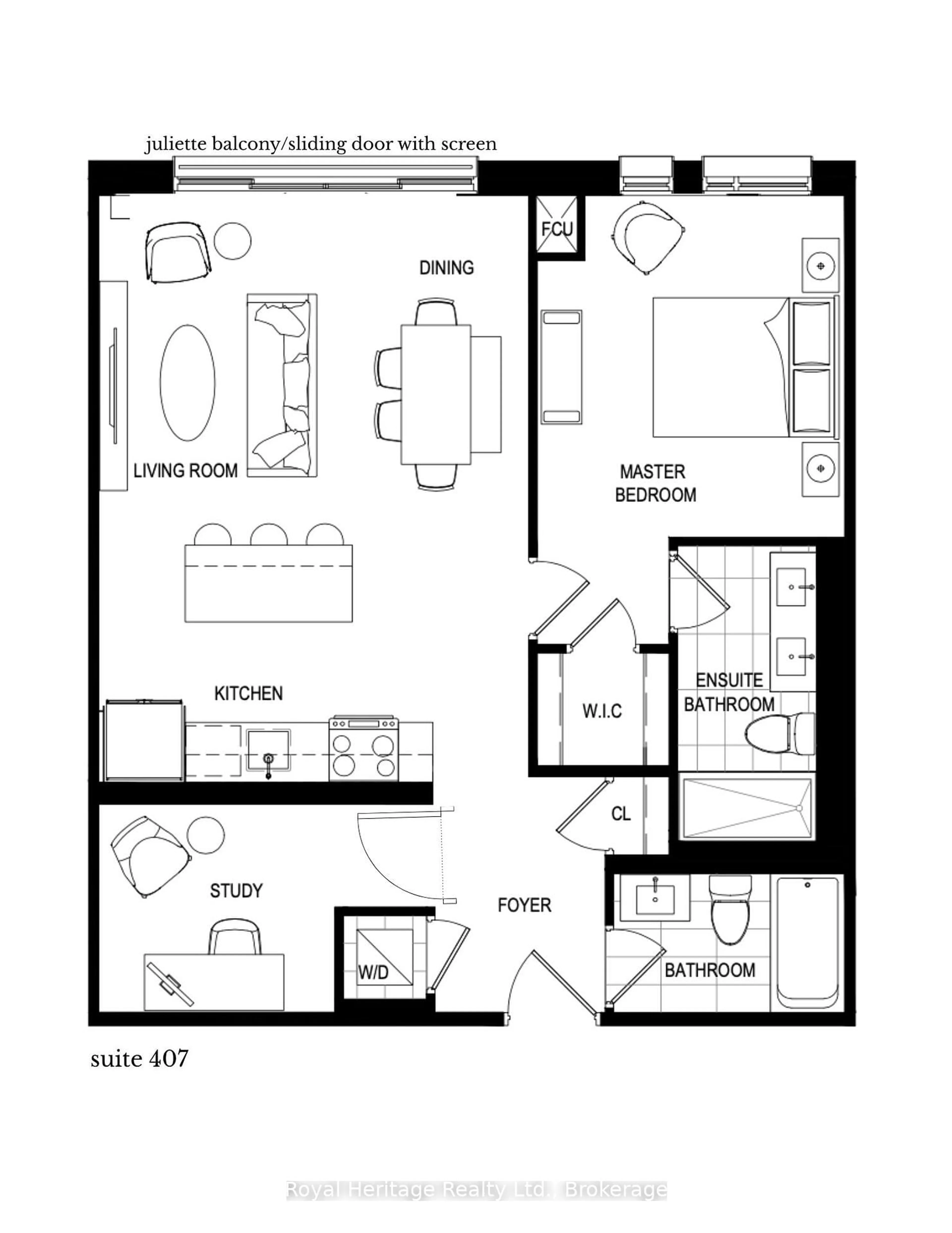 Floor plan for 195 Hunter St #407, Peterborough Ontario K9H 0K6