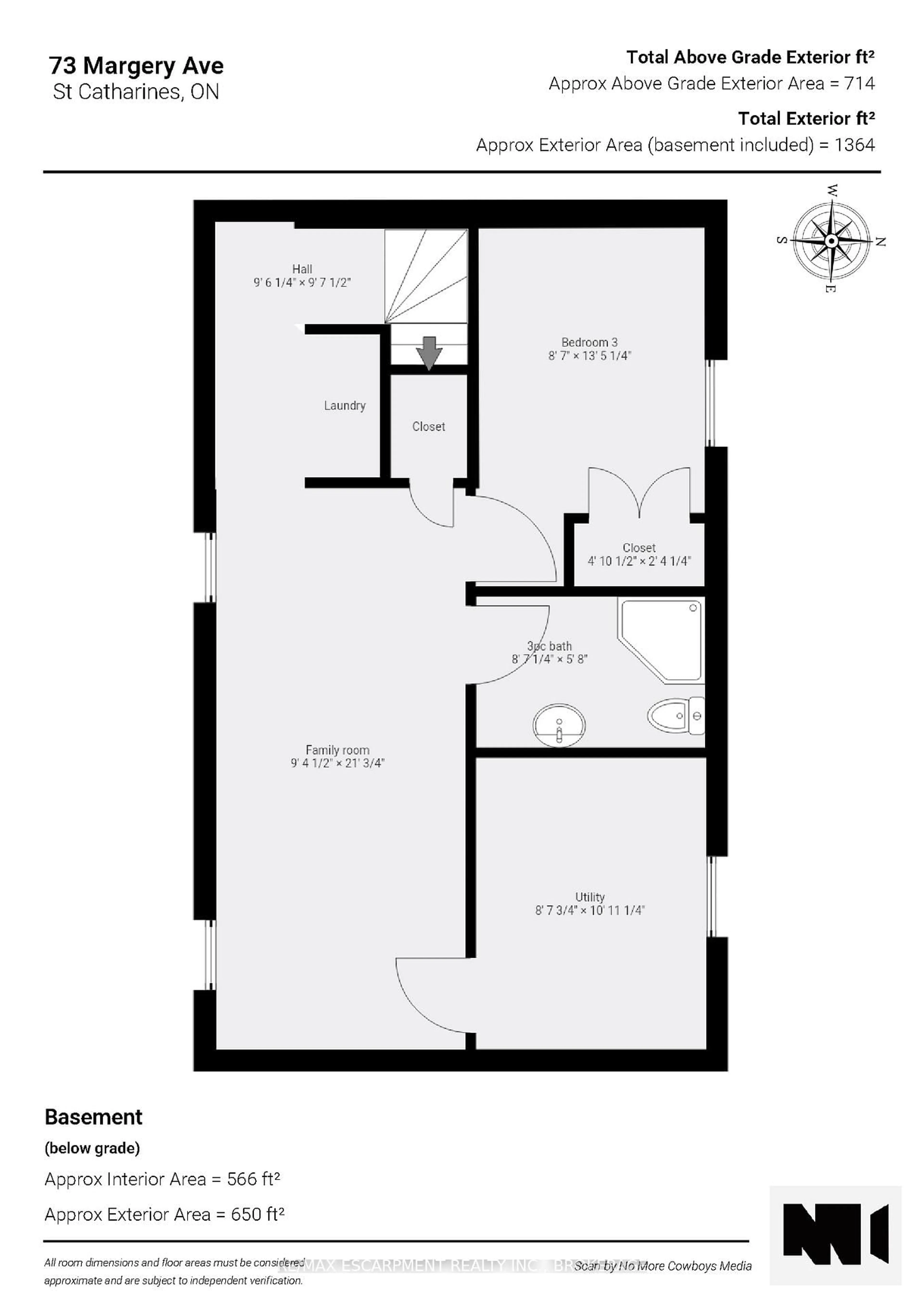 Floor plan for 73 MARGERY Ave, St. Catharines Ontario L2R 6K2