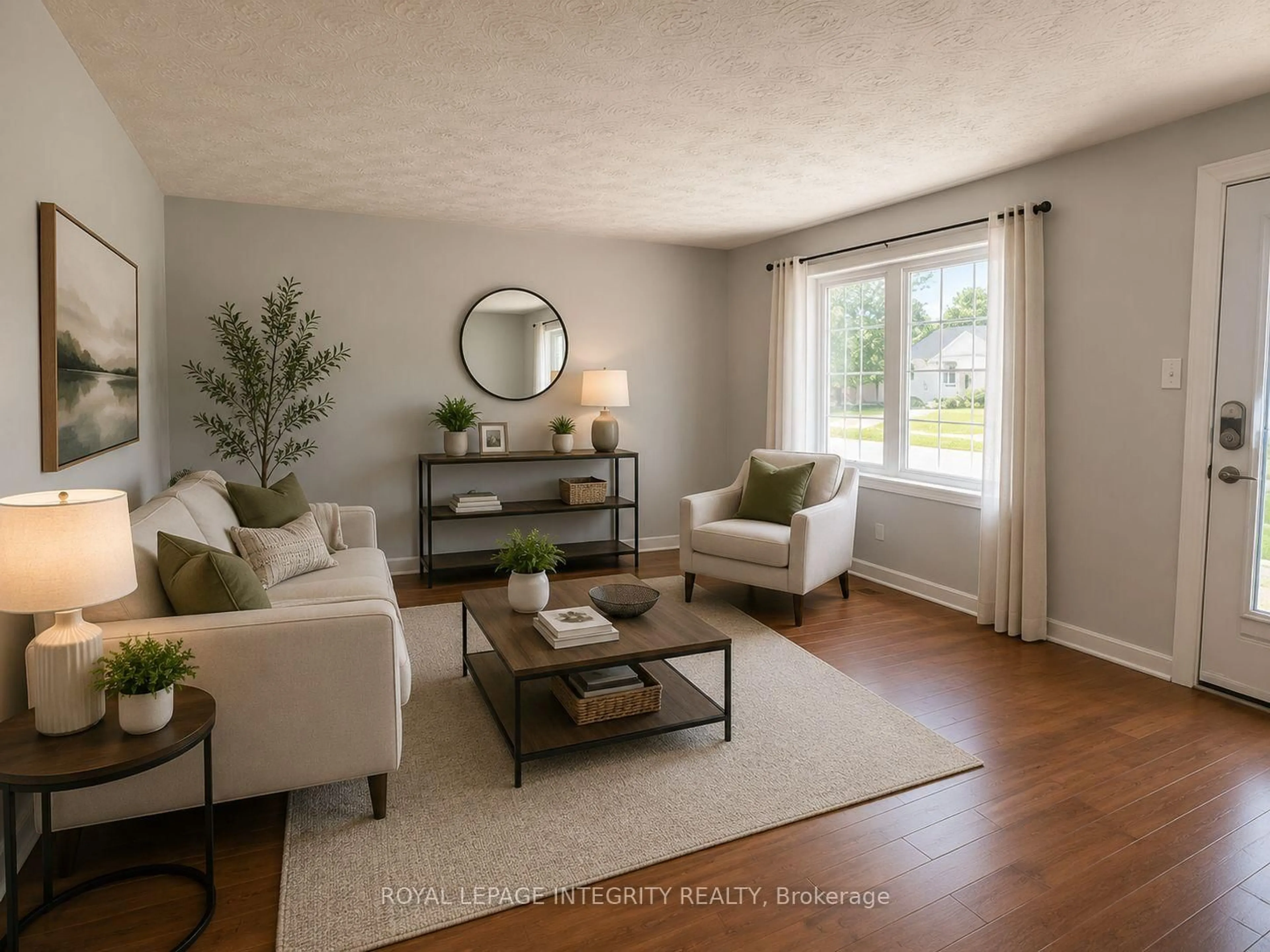 Living room with furniture, wood/laminate floor for 607 12th St, Cornwall Ontario K6H 3B2