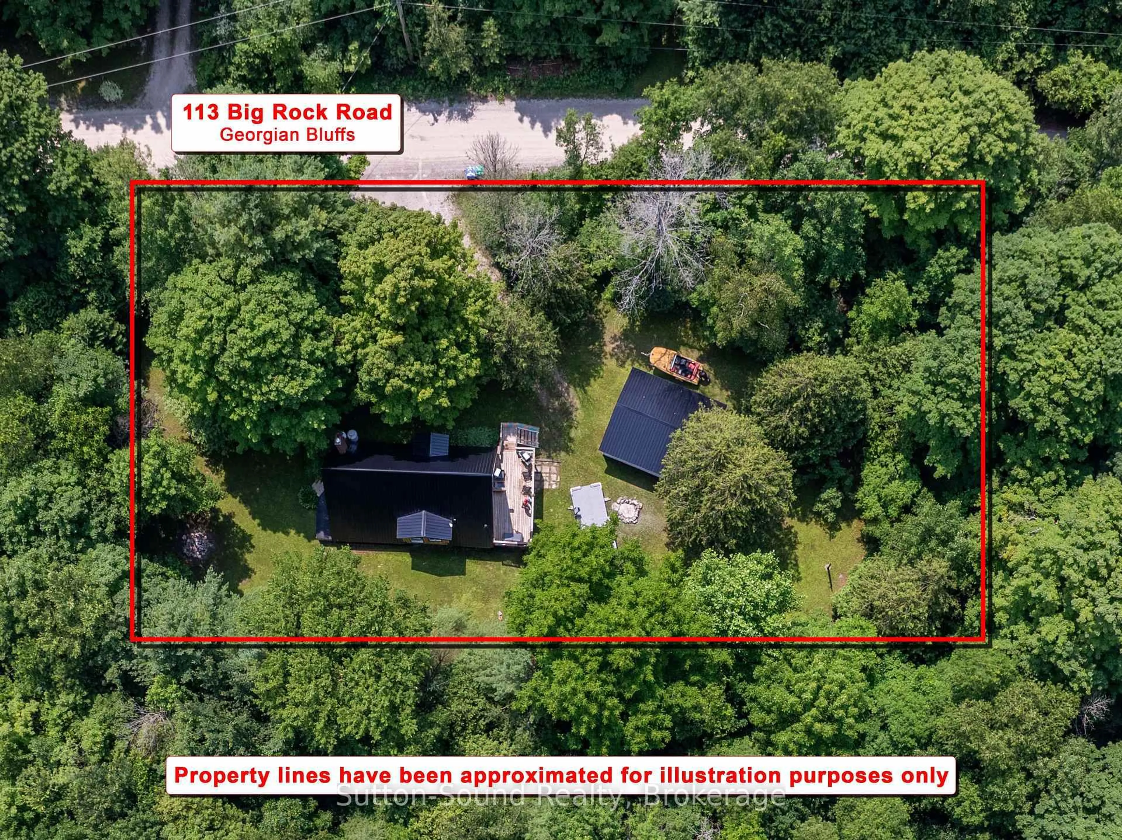 A pic from outside/outdoor area/front of a property/back of a property/a pic from drone, unknown for 113 Big Rock Rd, Georgian Bluffs Ontario N0H 2K0