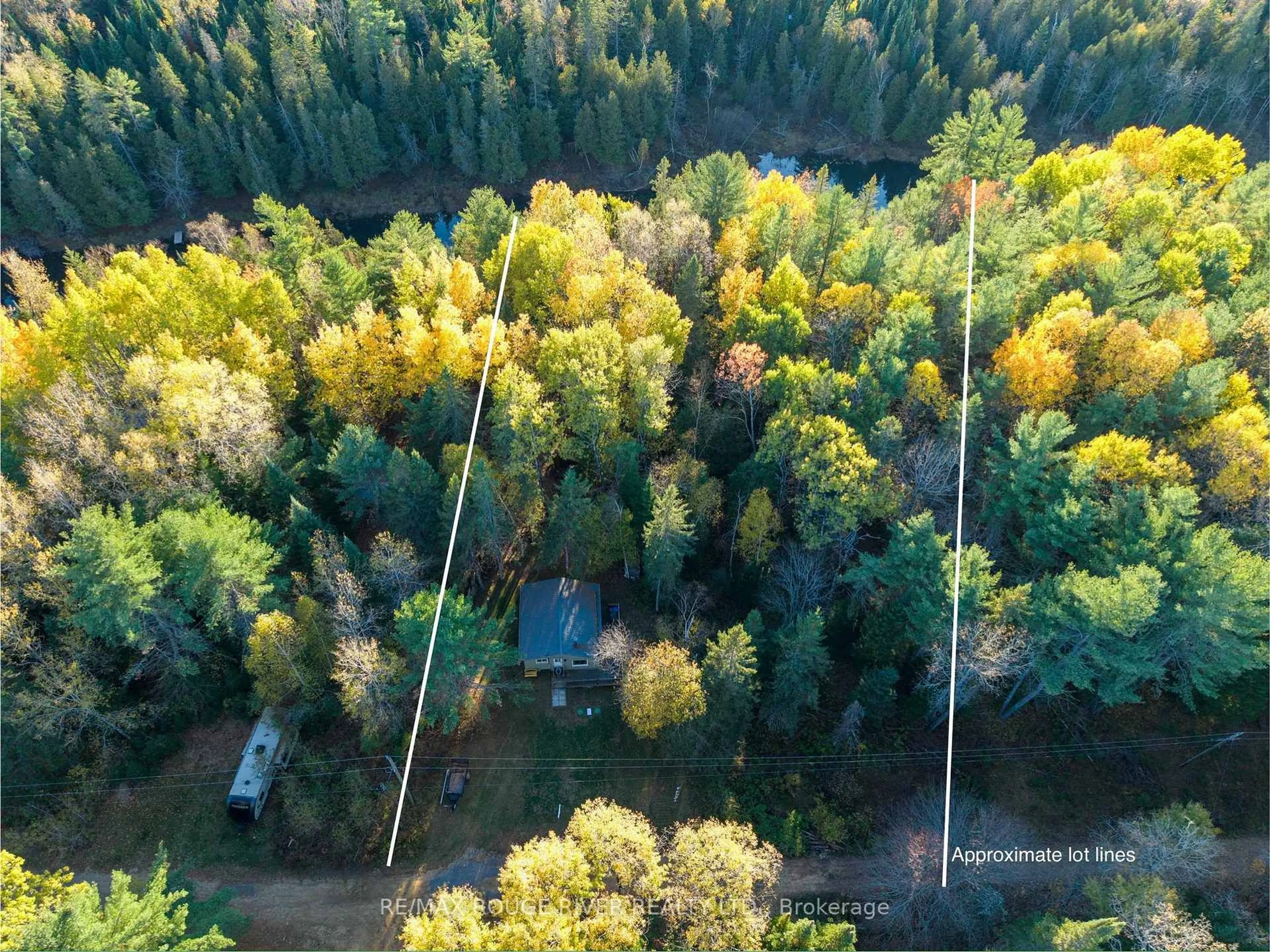 A pic from outside/outdoor area/front of a property/back of a property/a pic from drone, forest/trees view for 23 Egan Lane, Bancroft Ontario K0L 2L0