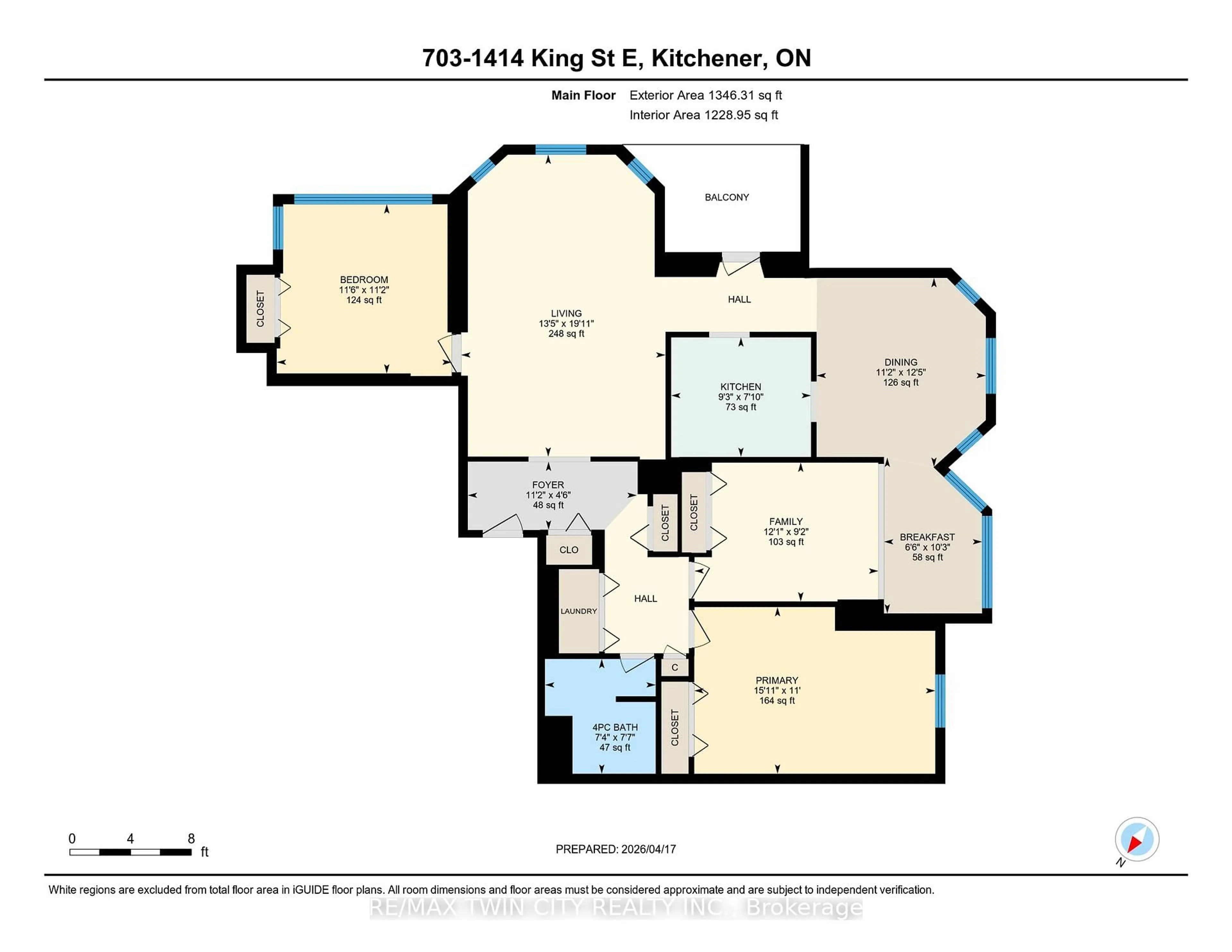 Floor plan for 1414 King St #703, Kitchener Ontario N2G 4T8
