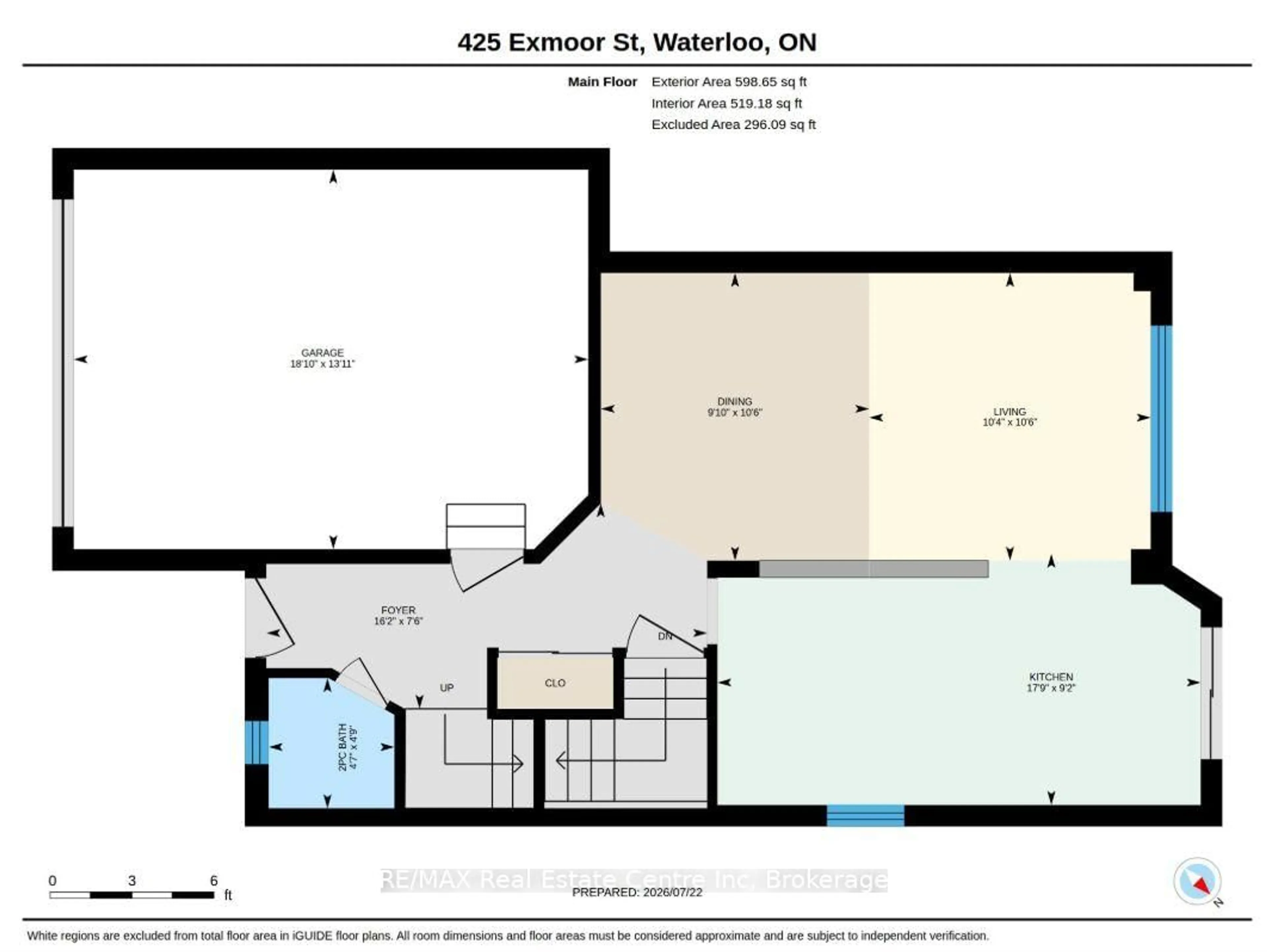 Floor plan for 425 Exmoor St, Waterloo Ontario N2K 3X5
