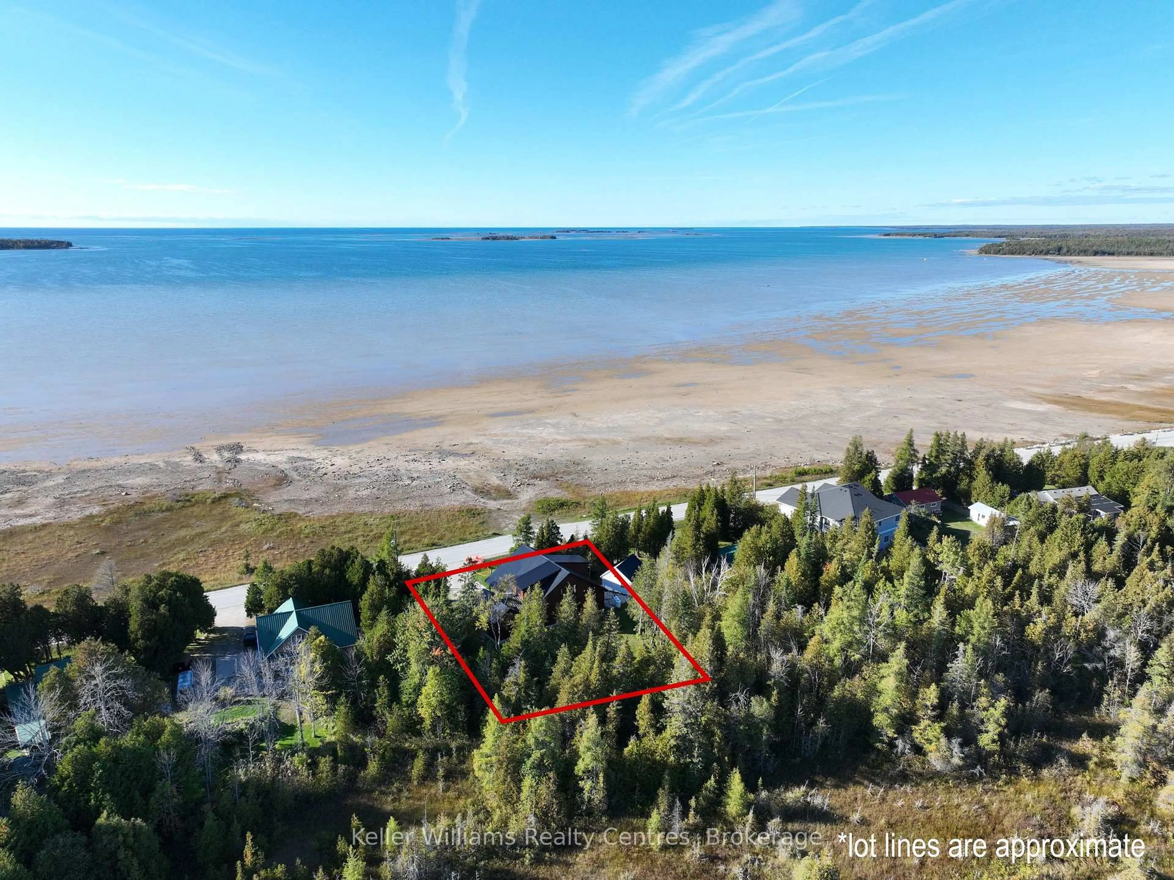 A pic from outside/outdoor area/front of a property/back of a property/a pic from drone, water/lake/river/ocean view for 315 SHORELINE Ave, South Bruce Peninsula Ontario N0H 2T0