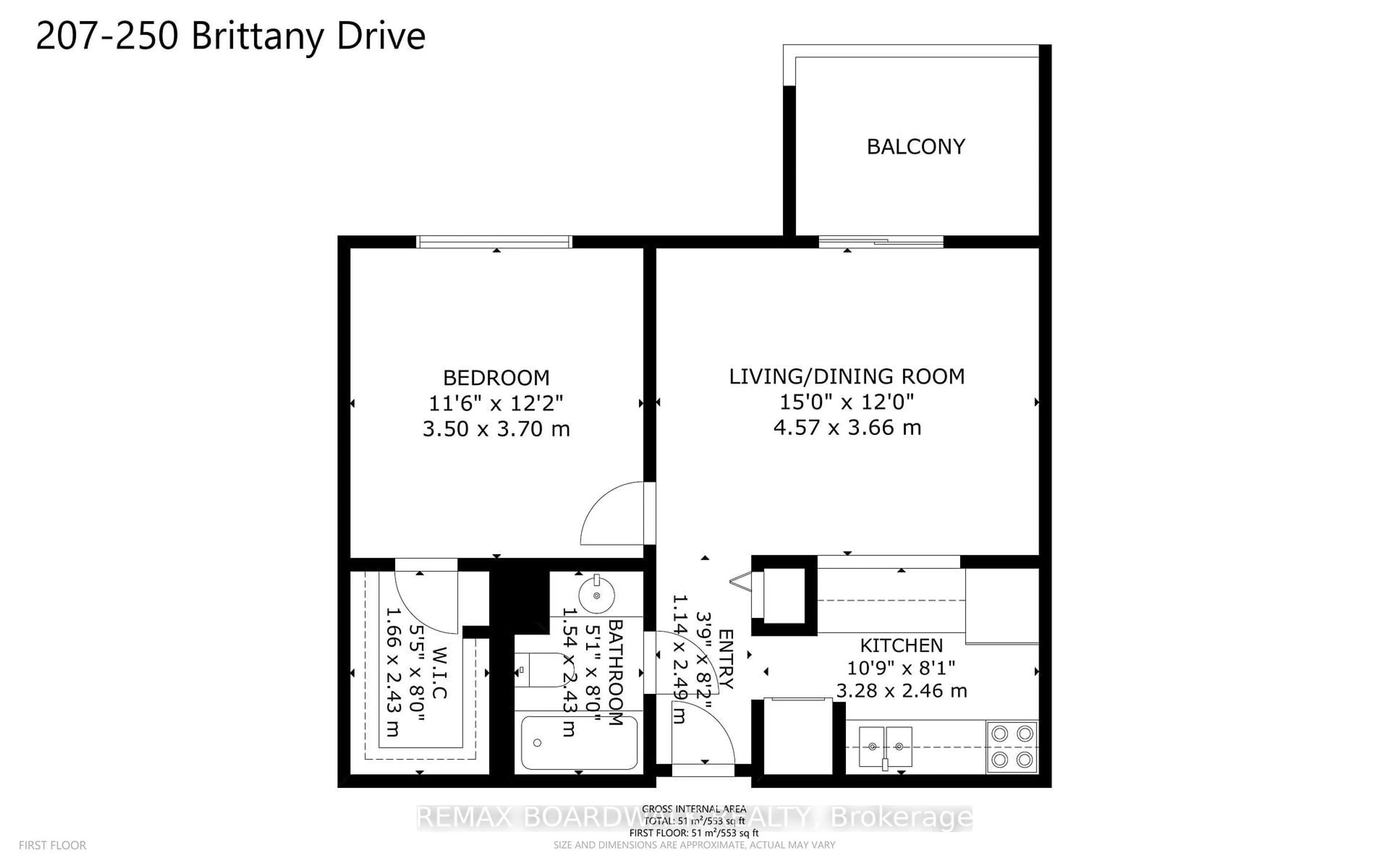 Floor plan for 250 Brittany Dr #207, Ottawa Ontario K1K 4M1