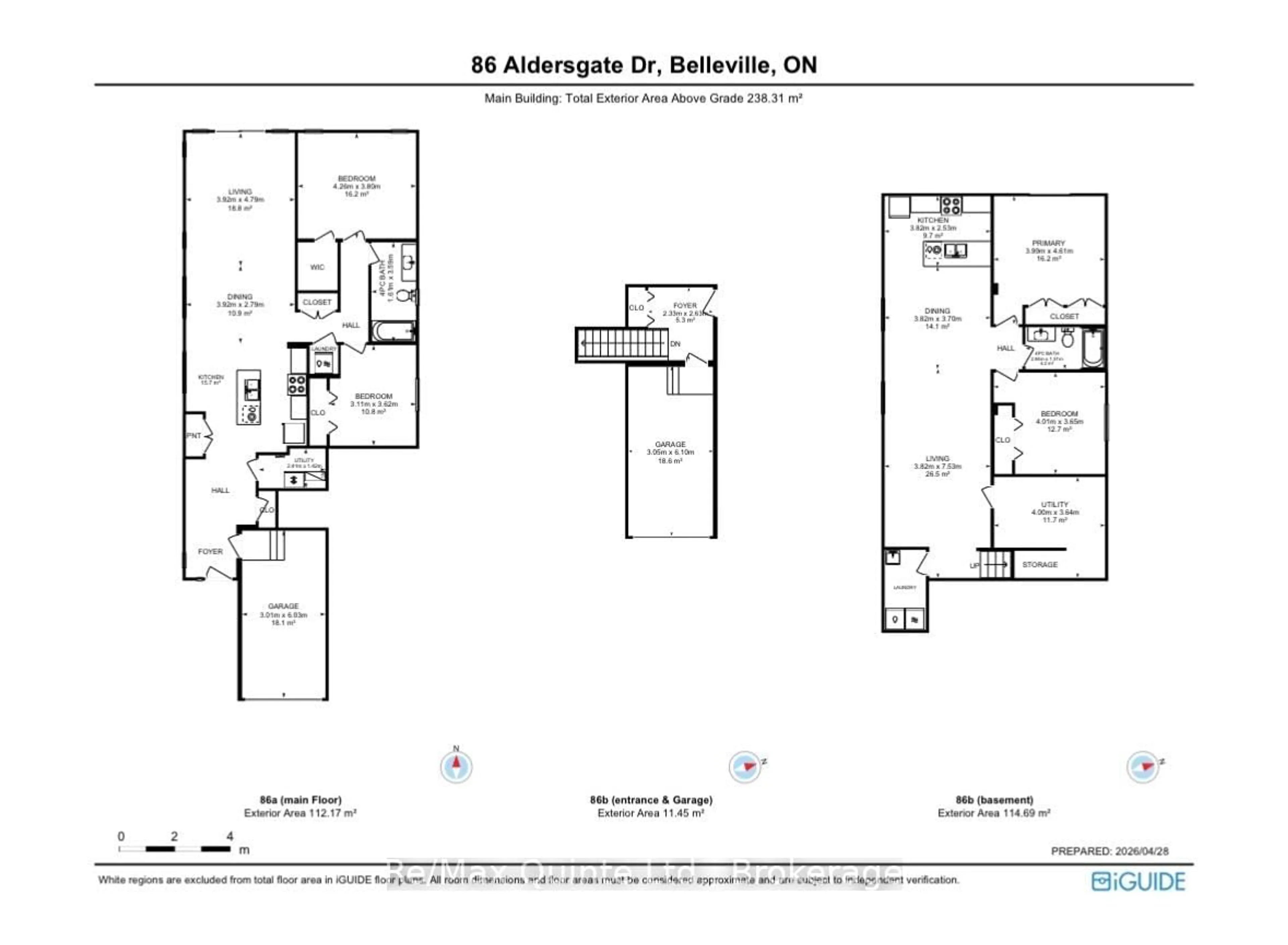 Floor plan for 86 Aldersgate Dr #A & B, Belleville Ontario K8P 0G8