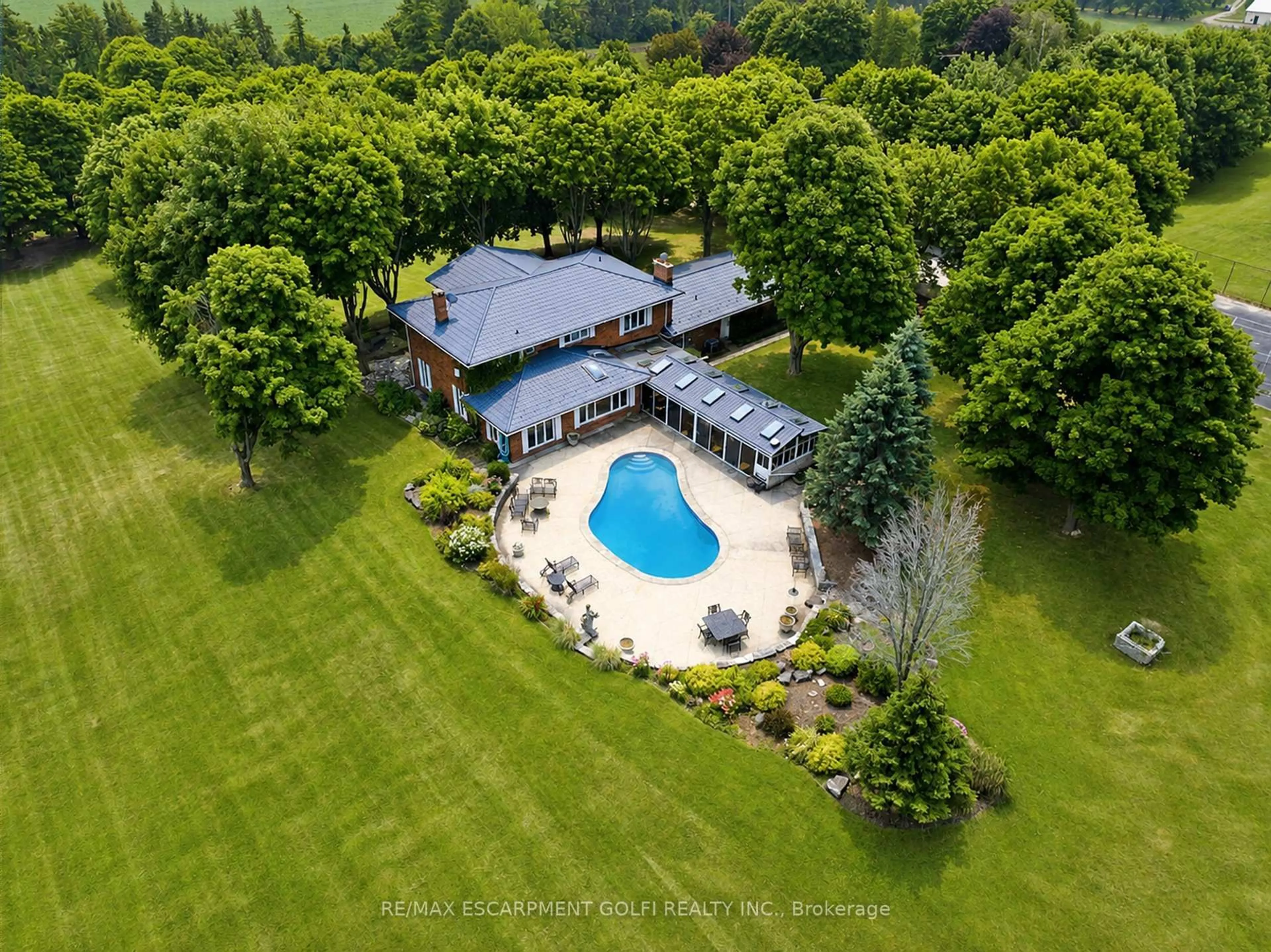 A pic from outside/outdoor area/front of a property/back of a property/a pic from drone, water/lake/river/ocean view for 545 German School Rd, Brant Ontario N3L 3E1