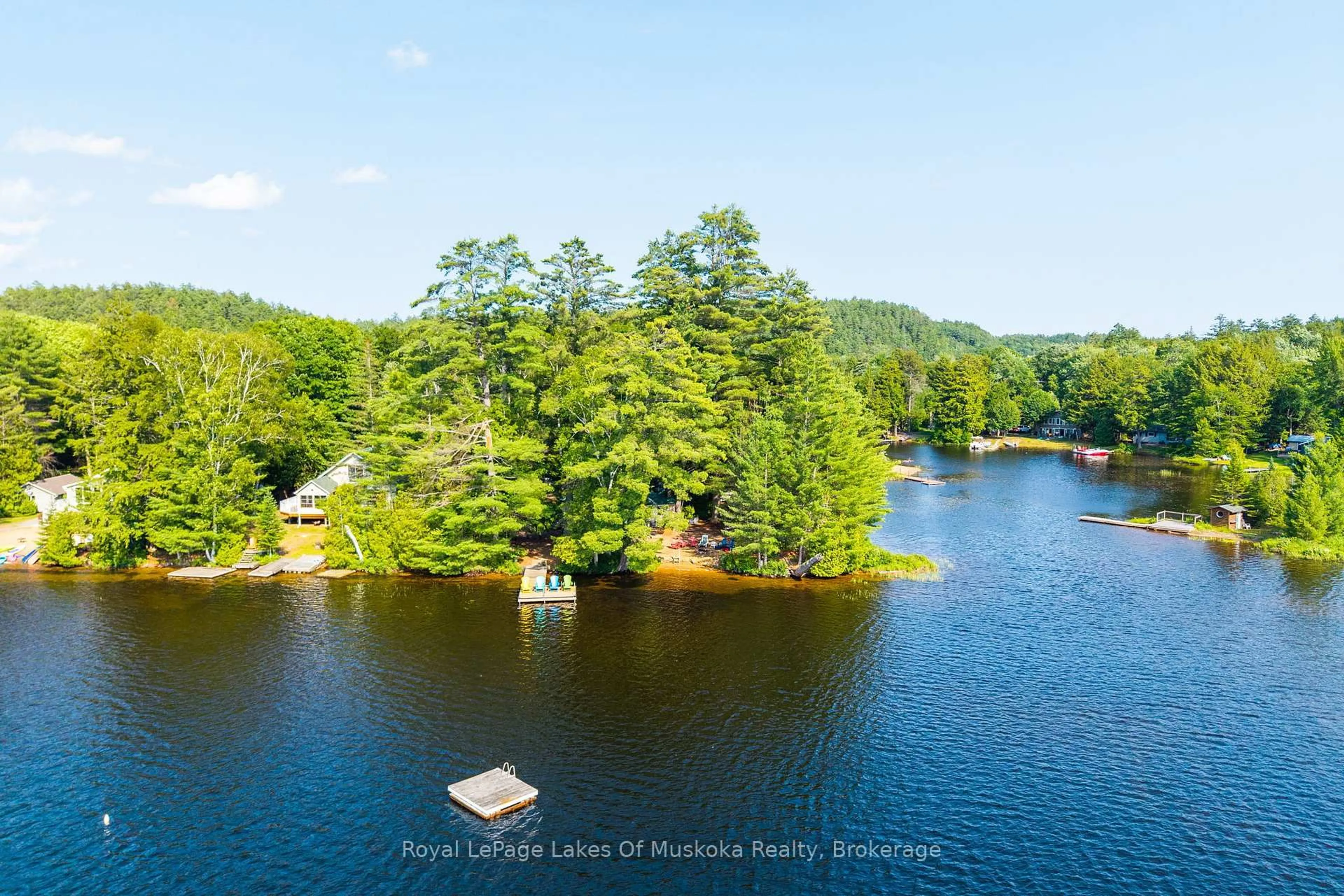 A pic from outside/outdoor area/front of a property/back of a property/a pic from drone, water/lake/river/ocean view for 1015 Goodlife Lane, Algonquin Highlands Ontario P0A 1E0