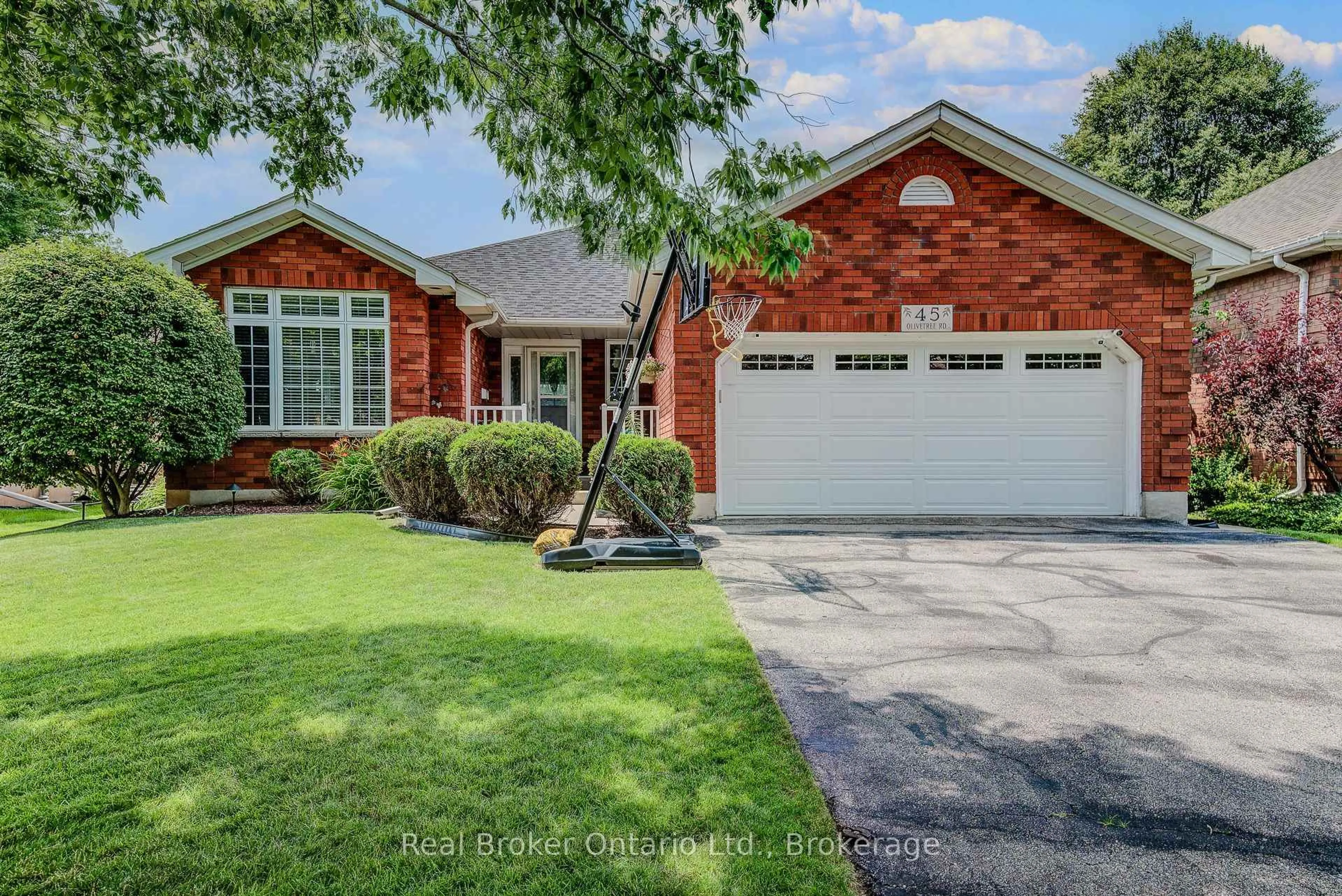 Home with brick exterior material, street for 45 Olivetree Rd, Brantford Ontario N3R 7X1