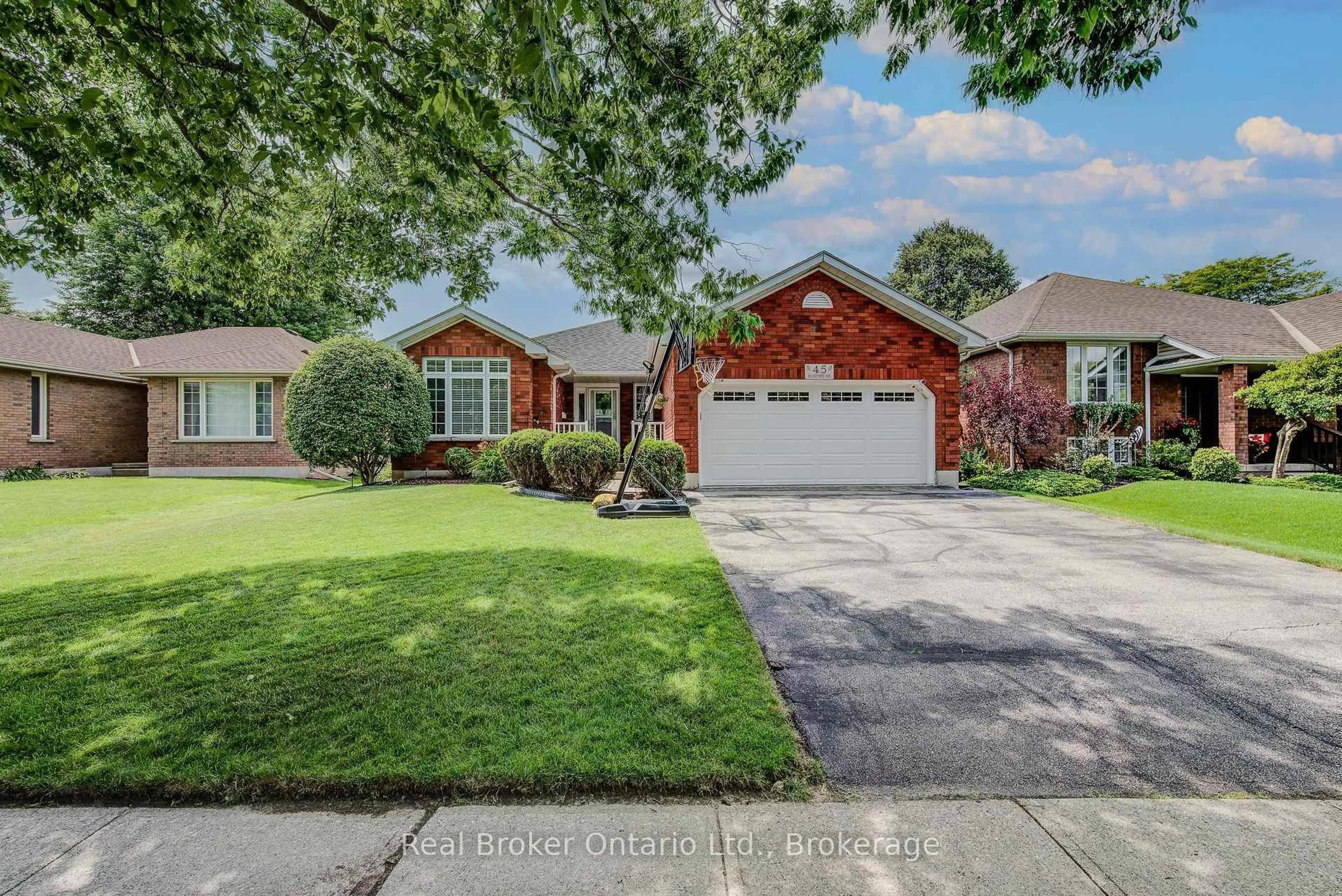 Home with brick exterior material, street for 45 Olivetree Rd, Brantford Ontario N3R 7X1